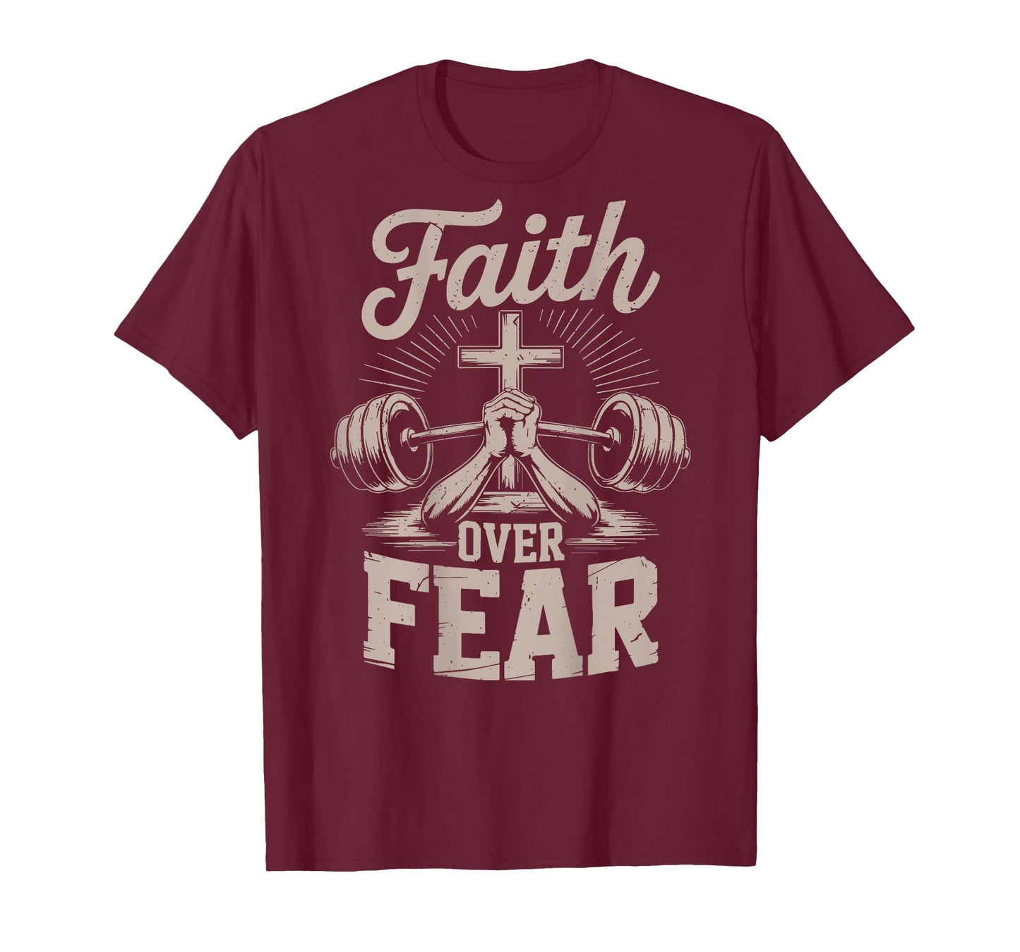 Men's Faith Over Fear Christian Workout Gym Jesus Christ T-Shirt