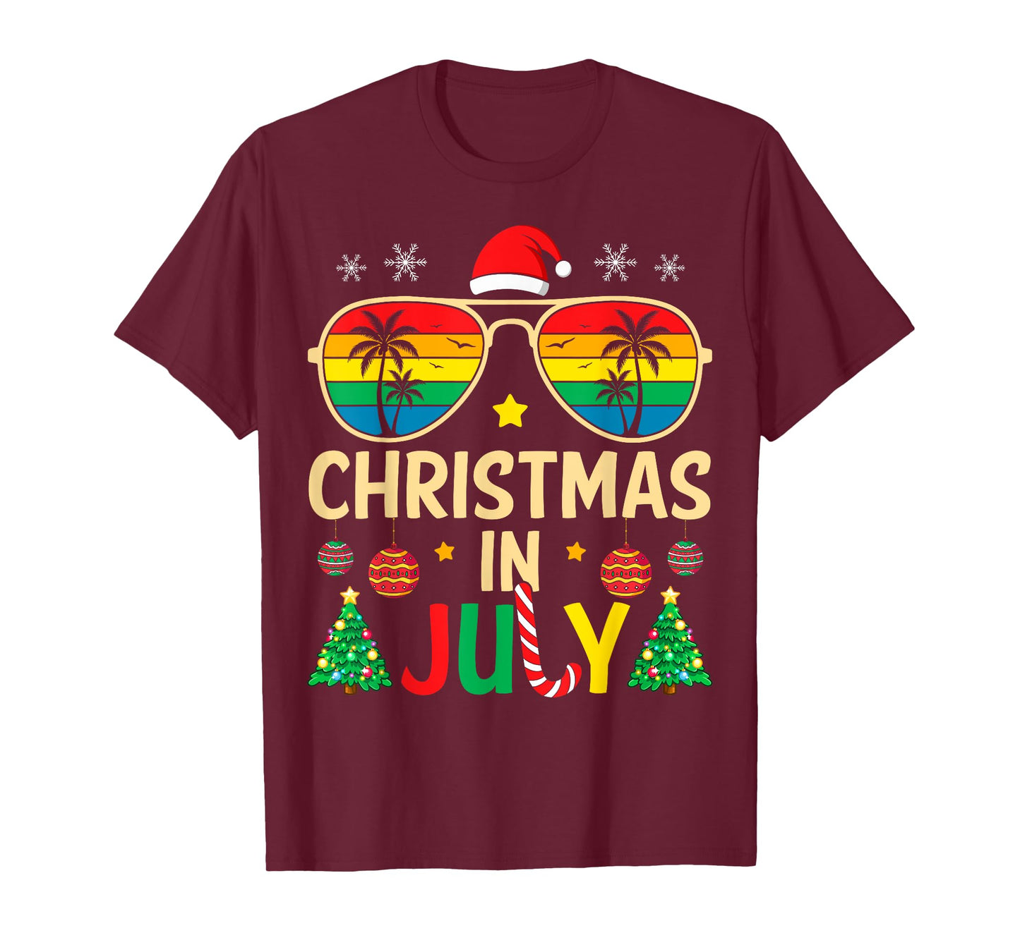 Christmas in July Santa Claus Sunglasses Beach Men Women Kid T-Shirt