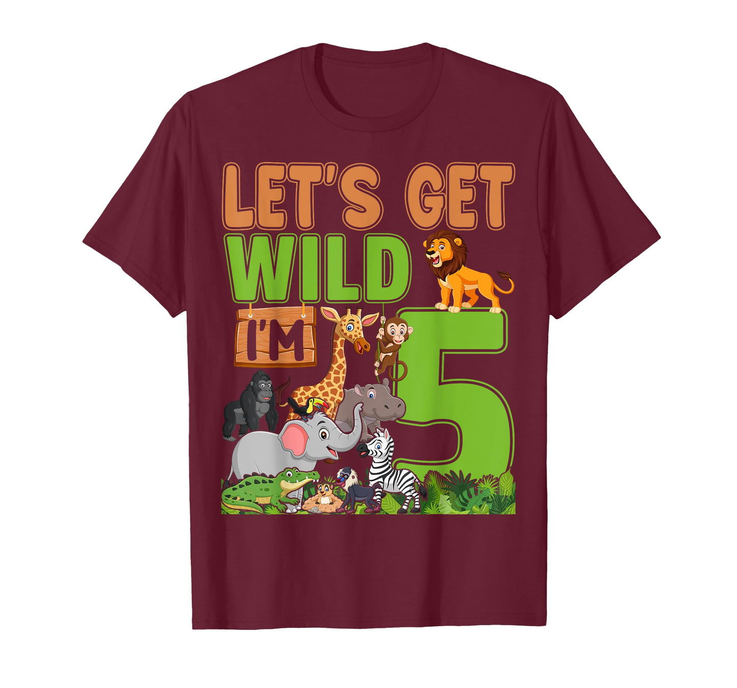 5 Year Old Zoo Birthday Safari Jungle Animal 5th Birthday T-Shirt