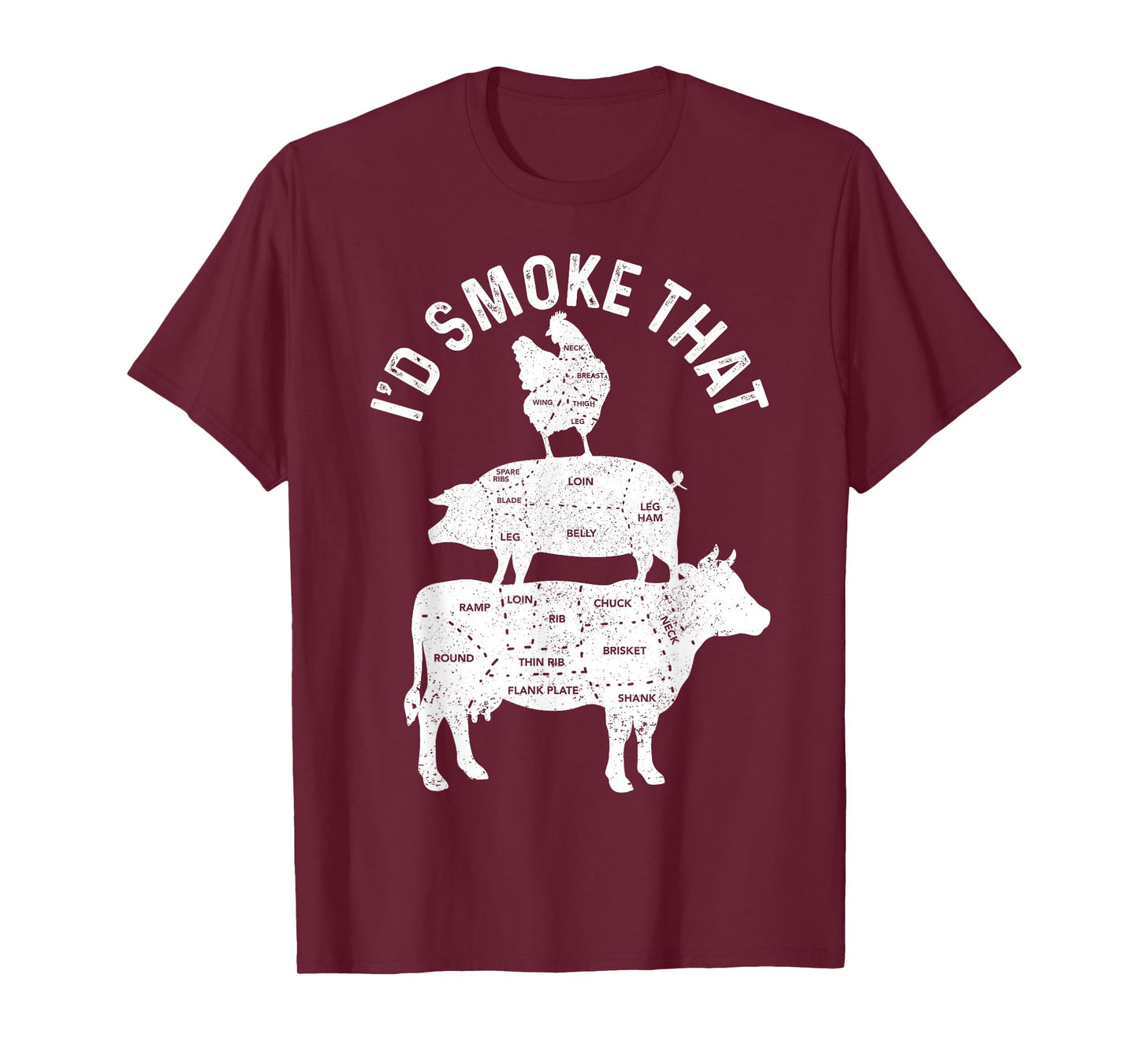Chef Butcher BBQ I'd Smoke That Pork Beef Funny Father's Day T-Shirt
