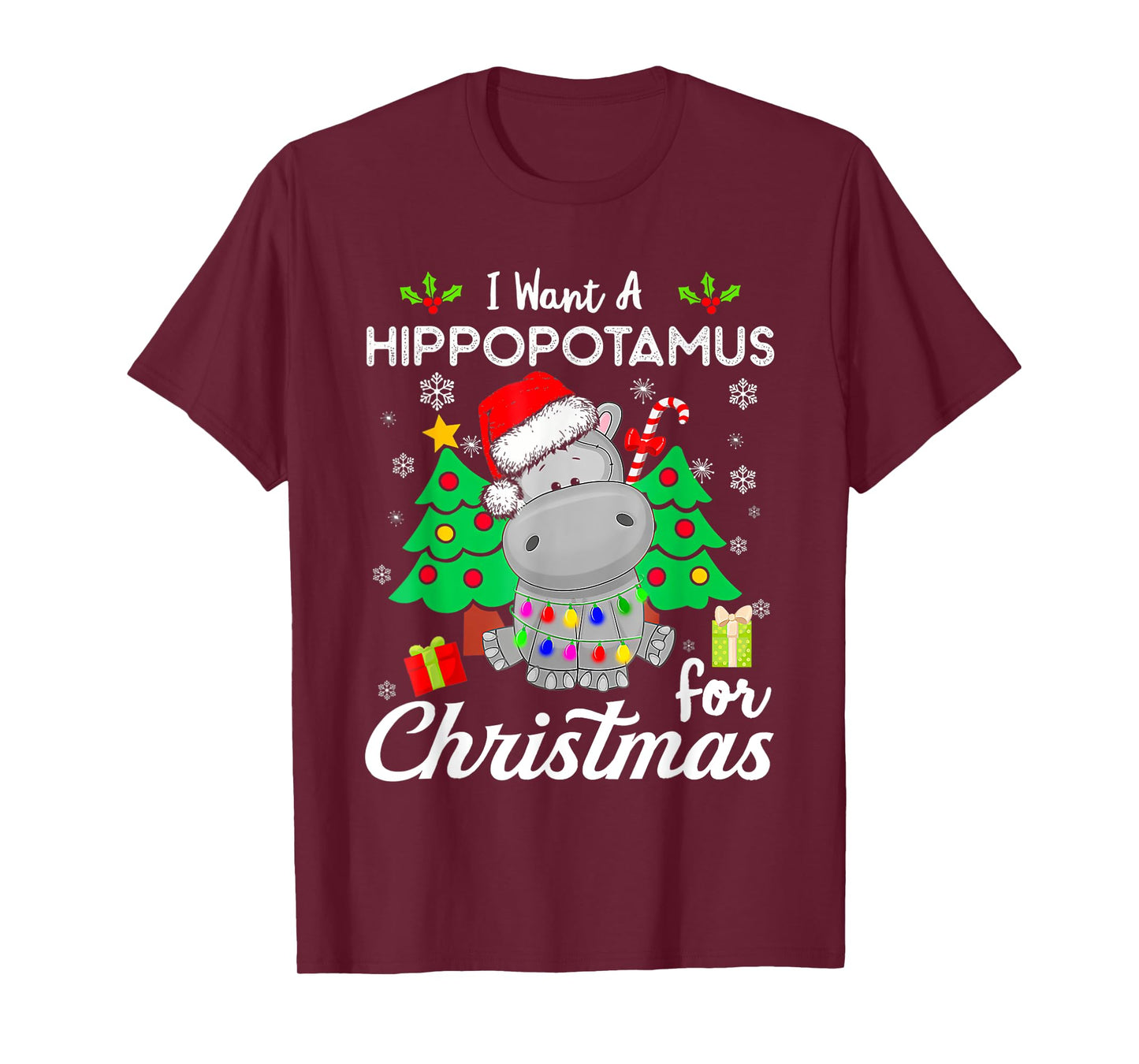 I Want A Hippopotamus For Christmas Xmas Hippo for Kid Women T-Shirt