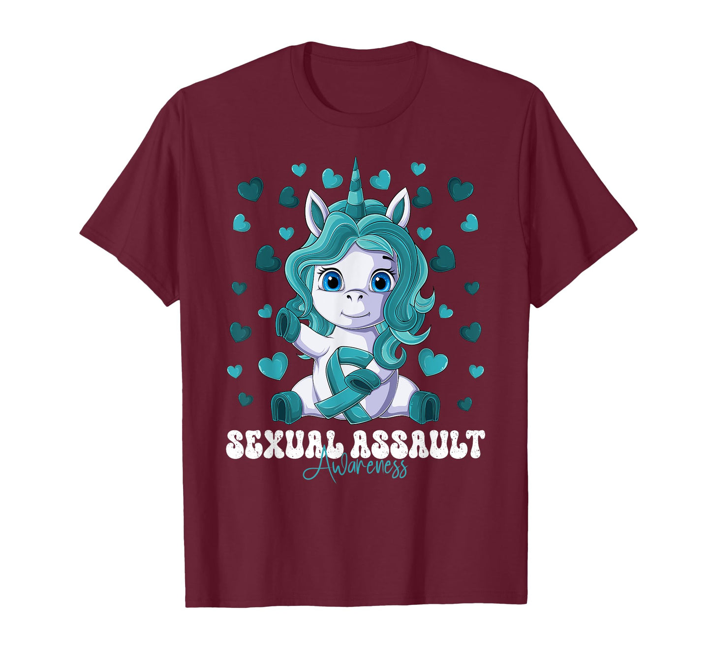Sexual Assault Awareness Month Teal Ribbon Unicorn T-Shirt