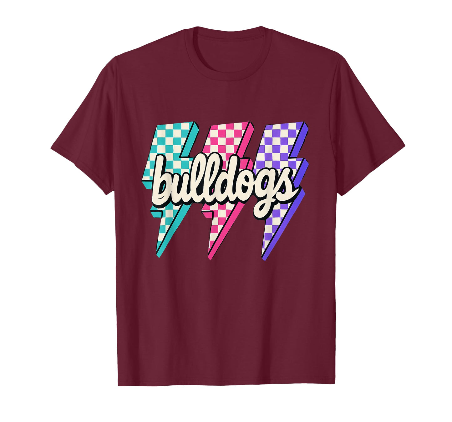 Team Spirit Bulldogs Checkered Mascot Back to School T-Shirt