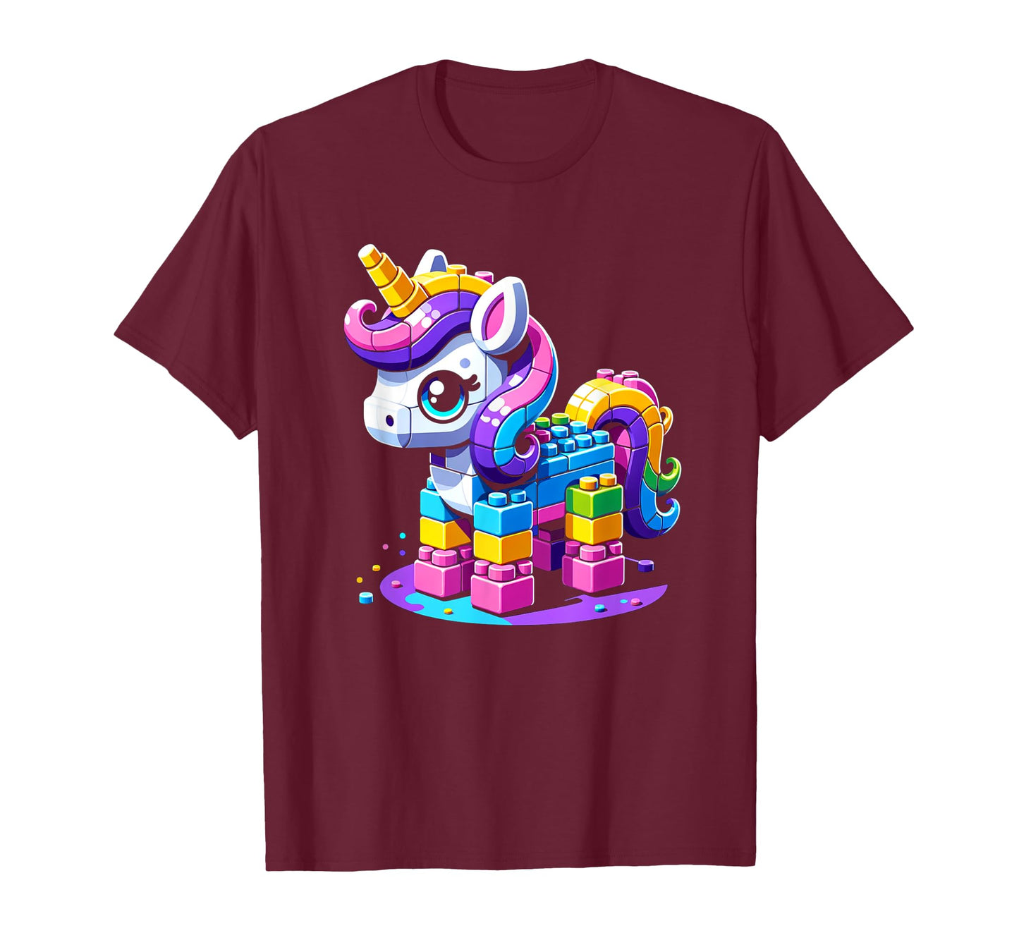 Block Building Unicorn Lover Master Builder Bricks T-Shirt