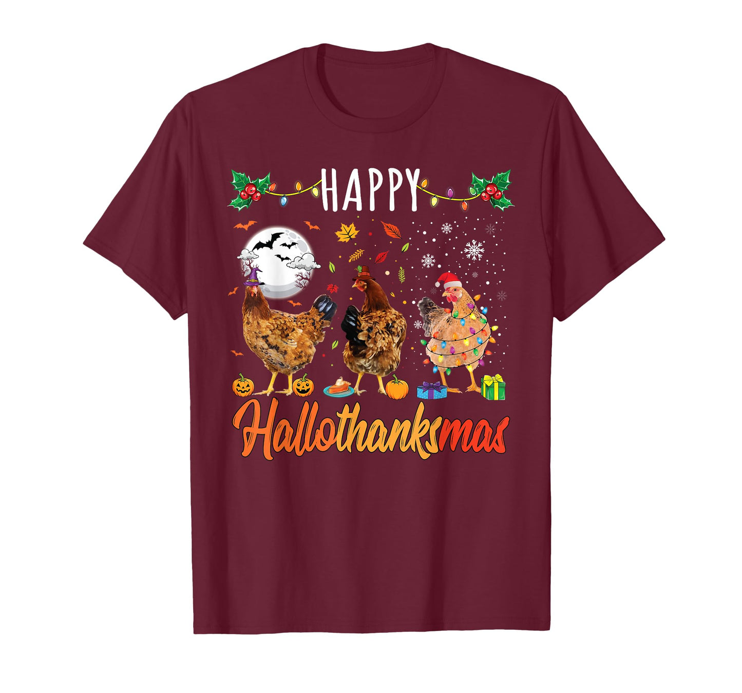 Chicken HalloThanksMas Shirt Halloween Autumn Christmas T-Shirt