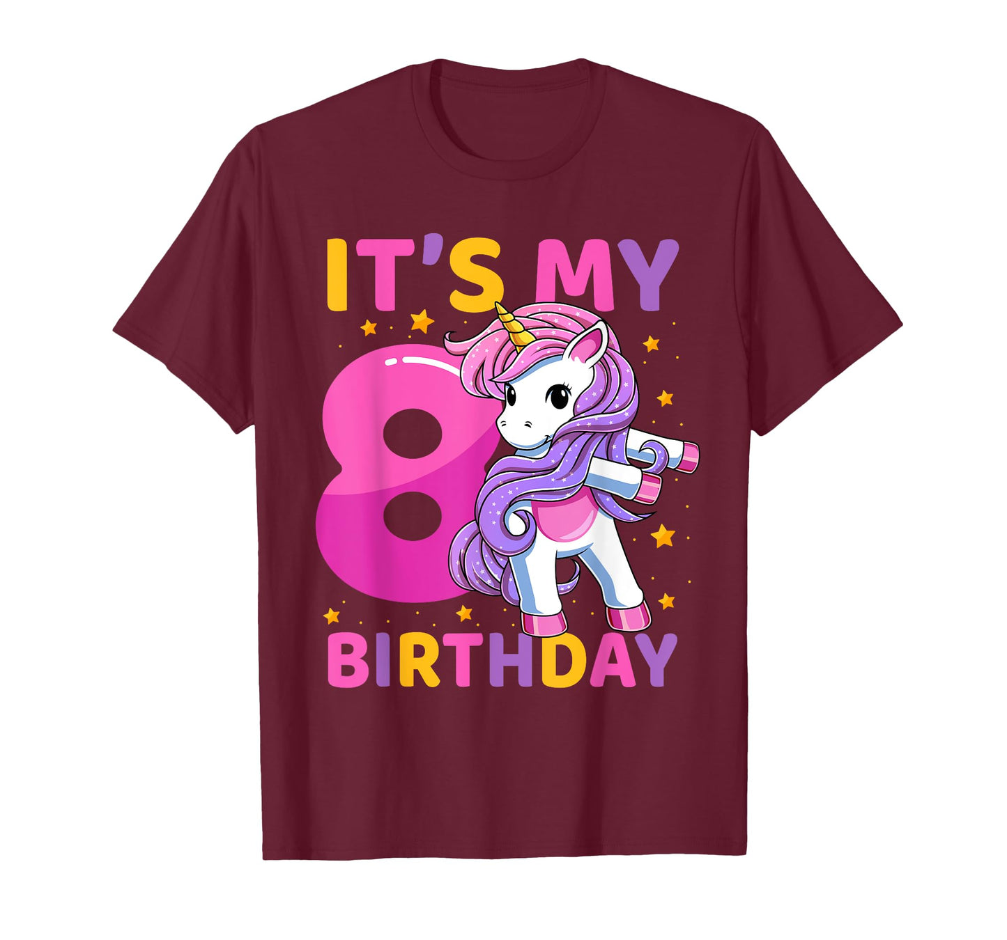 8 Years Old Unicorn Flossing 8th Birthday Party Girls Kids T-Shirt