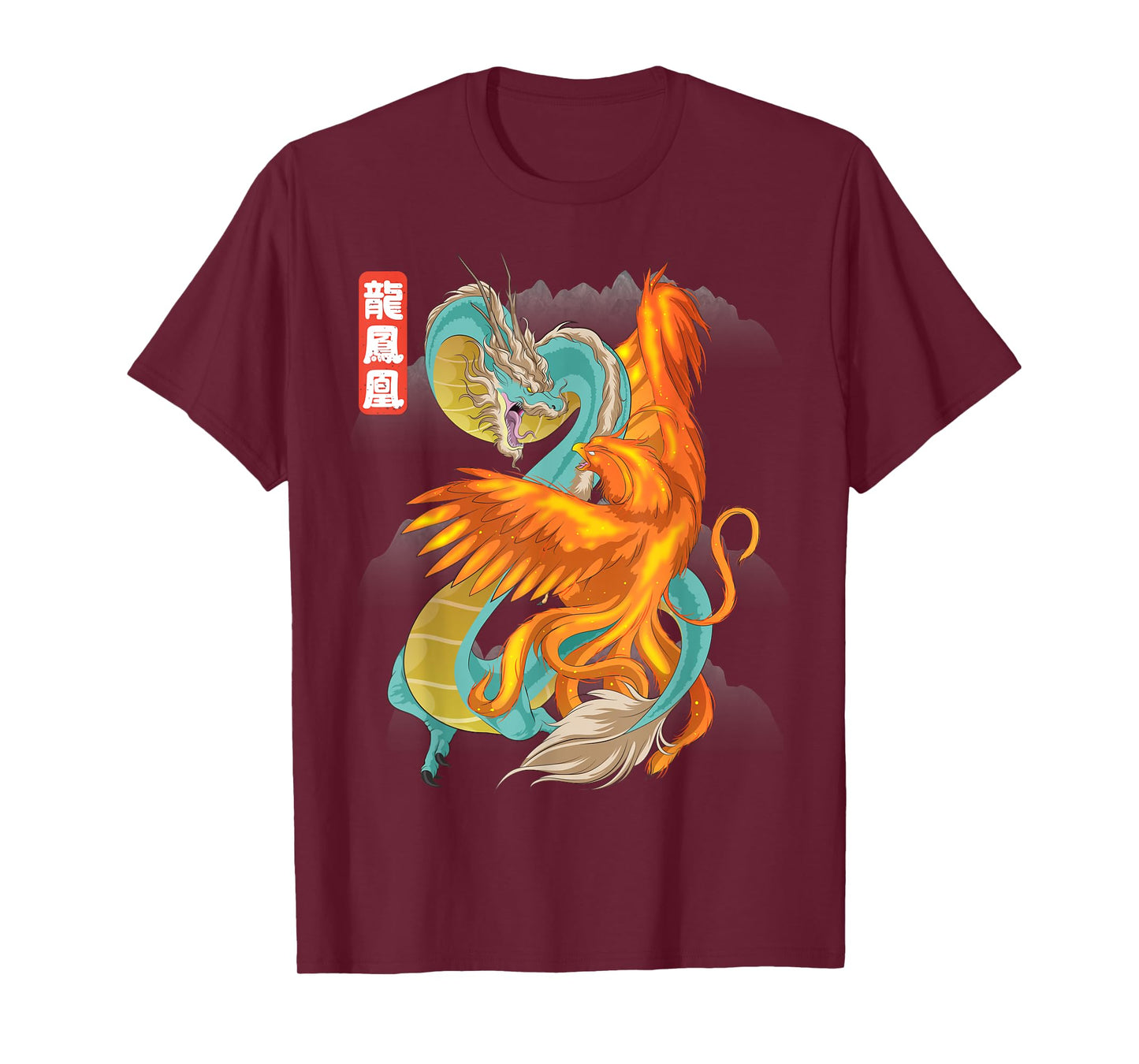 Dragon VS Phoenix Chinese Mythology Loong Fenghuang Folklore T-Shirt