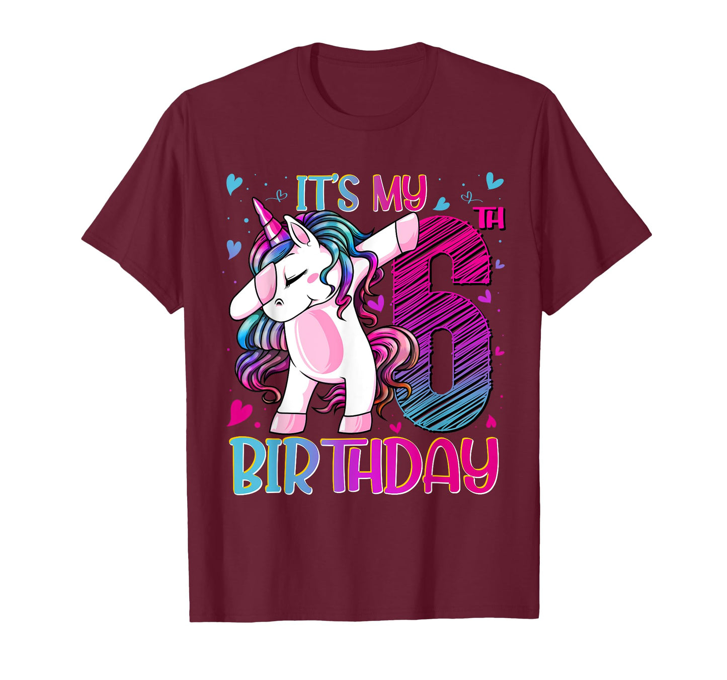 6 Year Old Unicorn Dabbing 6th Birthday Girl Unicorn Party T-Shirt