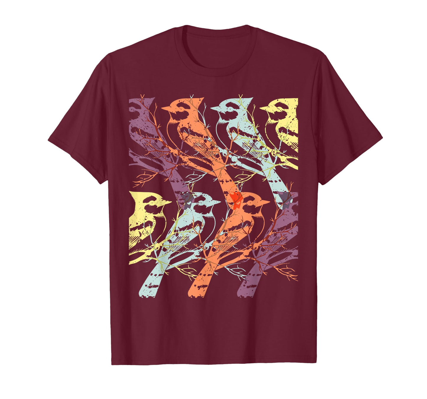 Blue Jay Retro Minimal Design Bird T-Shirt