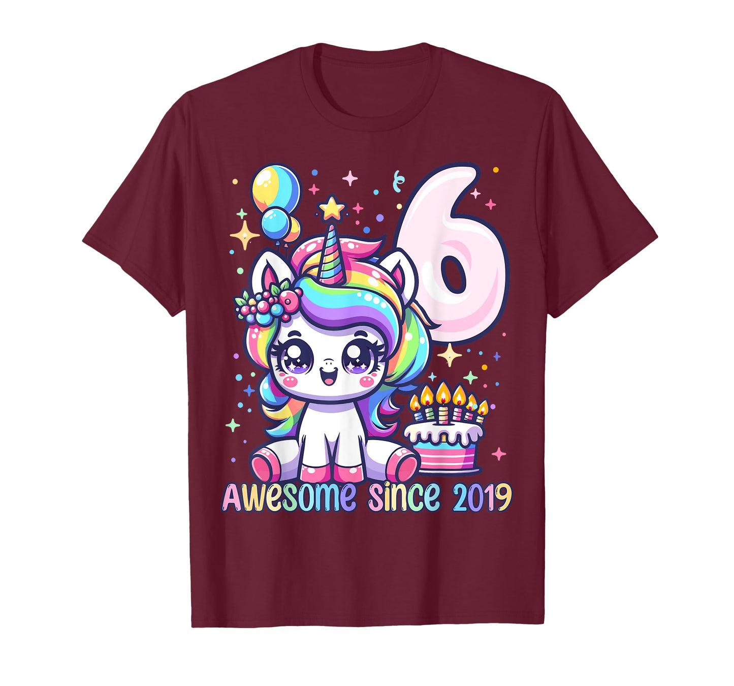 Unicorn 6th Birthday 6 Year Old Unicorn Party Girls Outfit T-Shirt