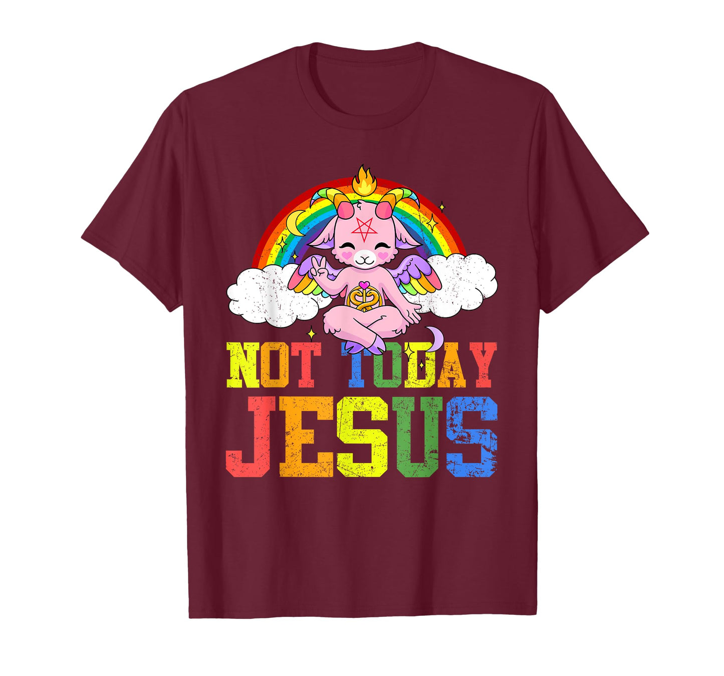 Today Not Jesus Cute Baphomet LBGT Satan Goat Gay Pride T-Shirt