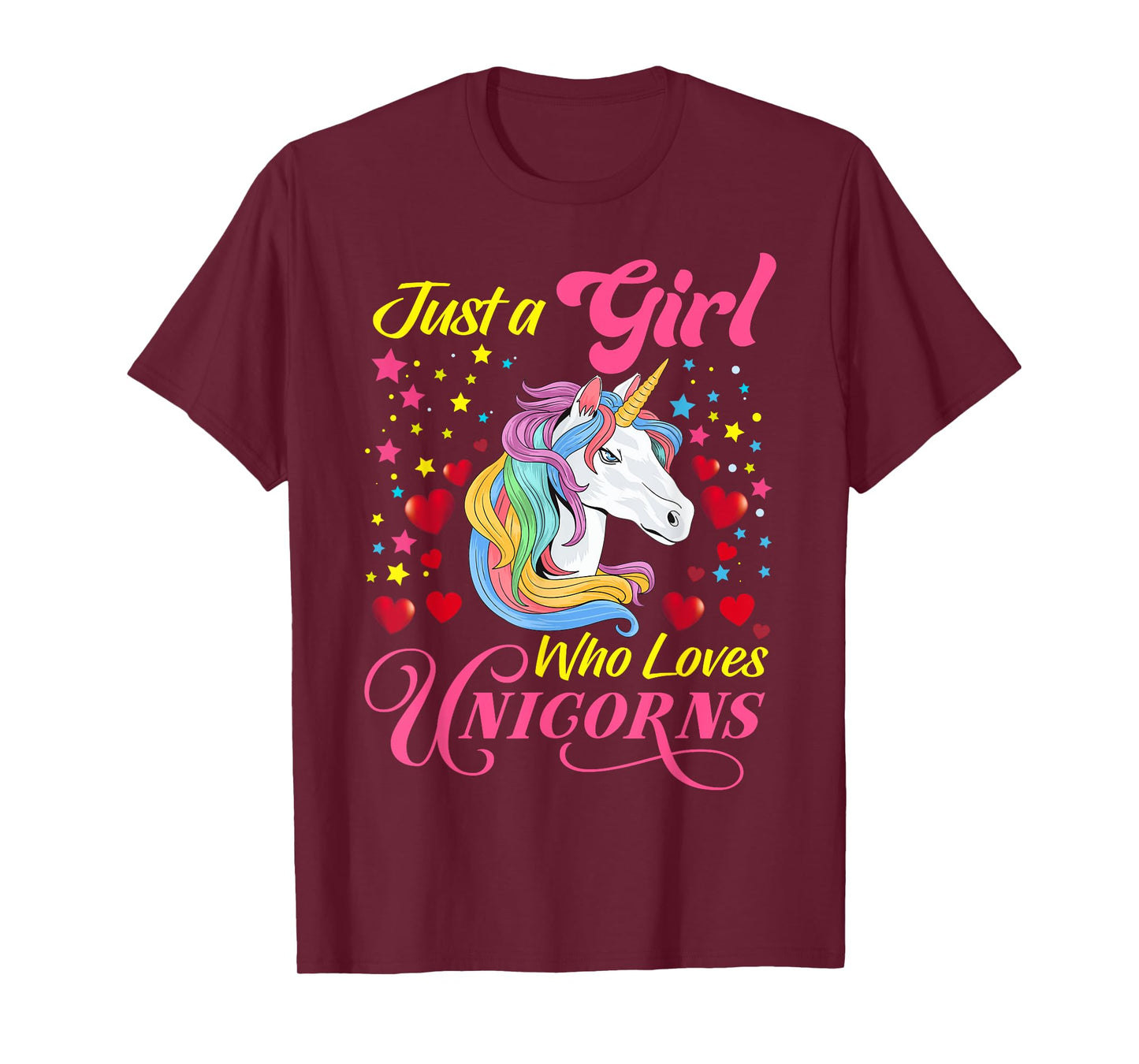 Funny Just a Girl Who Loves Unicorns Girls Women and Moms T-Shirt