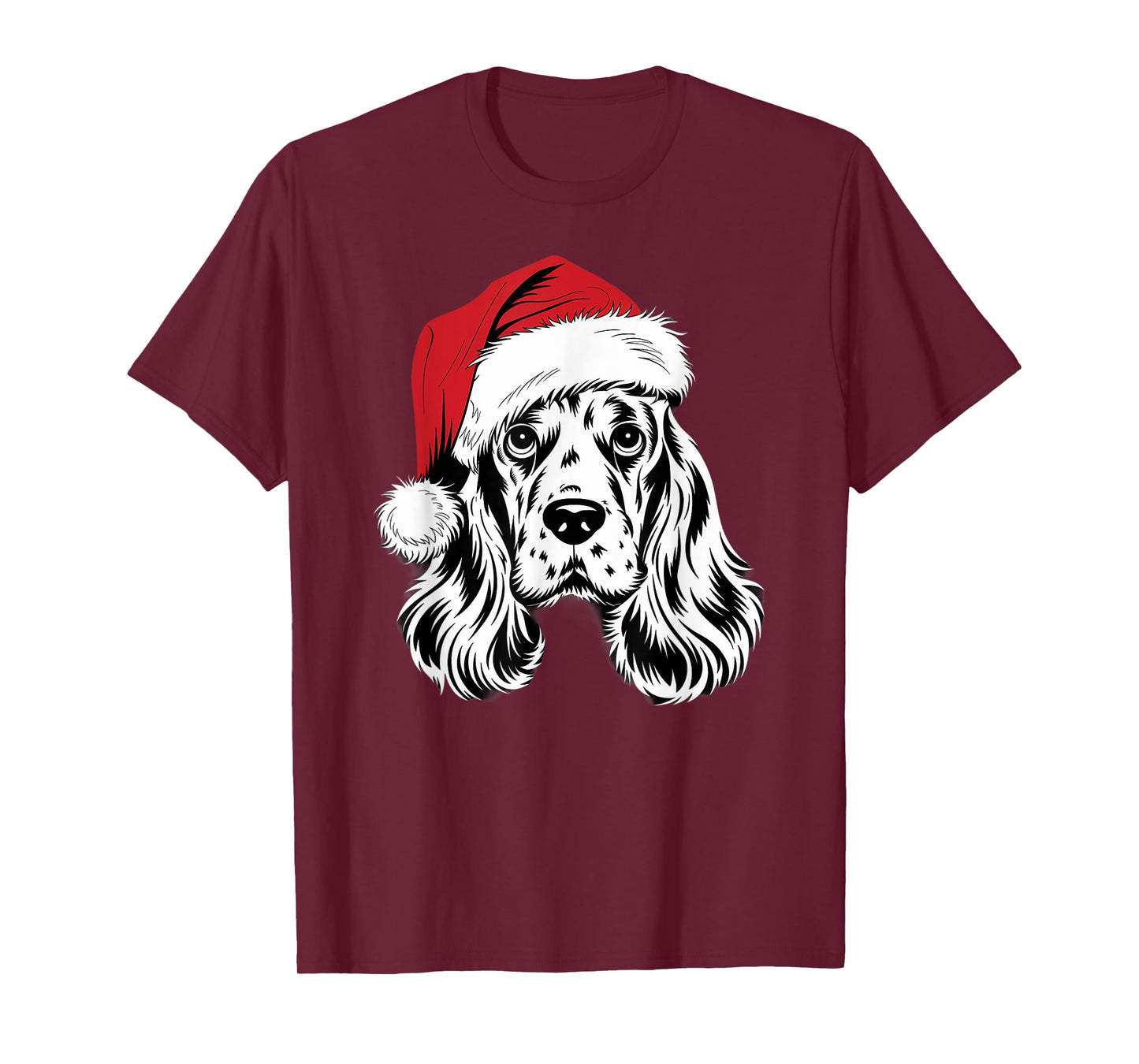 Joyful Cocker Santa Dog on Cocker Spaniel Christmas T-Shirt
