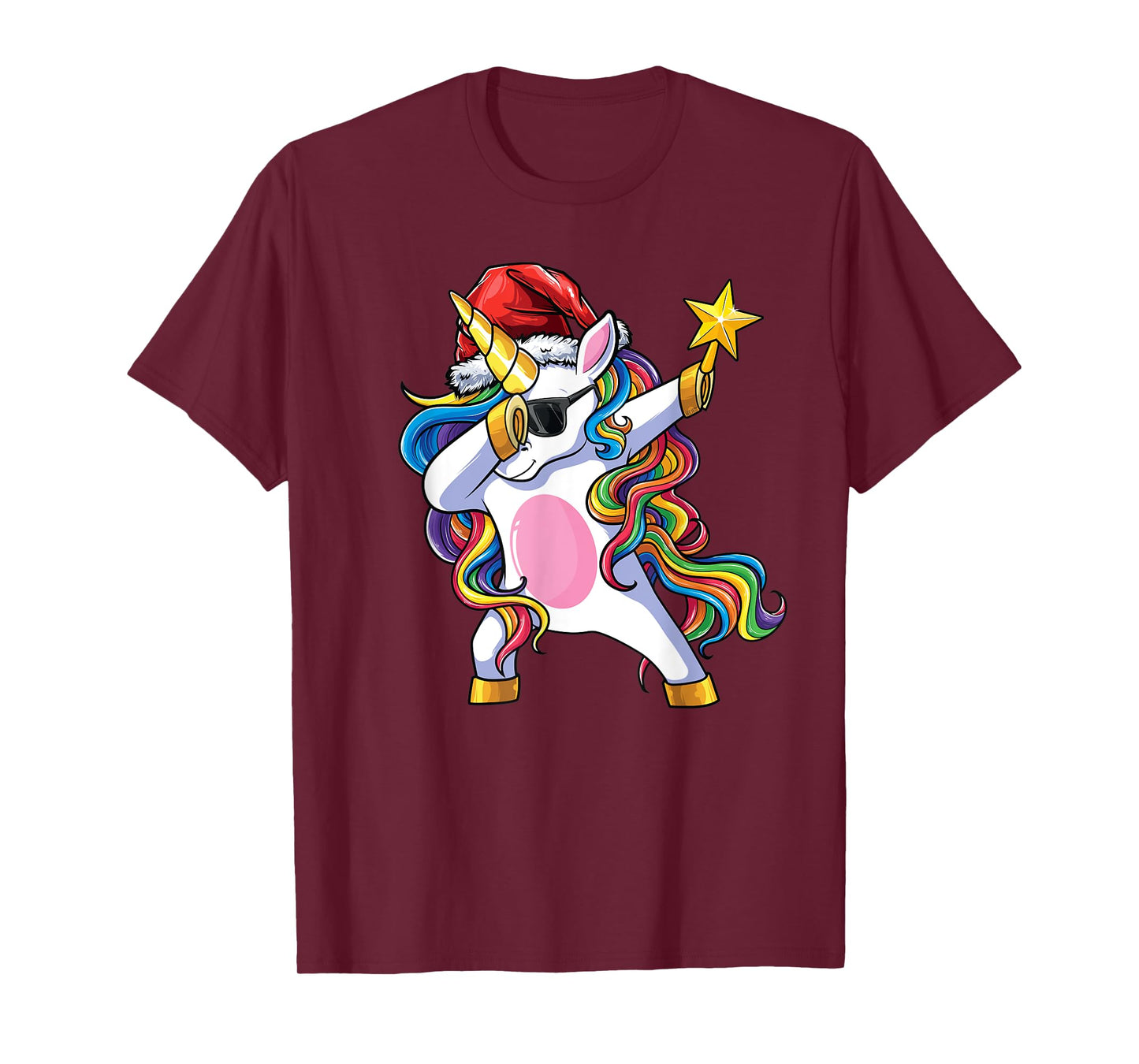 Unicorn Christmas Tree Lights Christmas Dabbing Unicorn T-Shirt