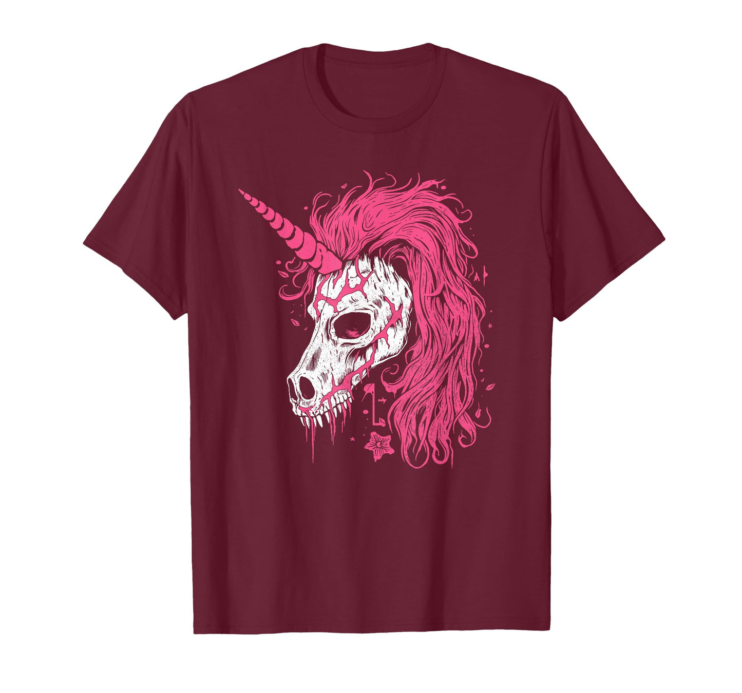 Awesome Unicorn Skeleton Skull Gothic Spooky Pink Halloween T-Shirt