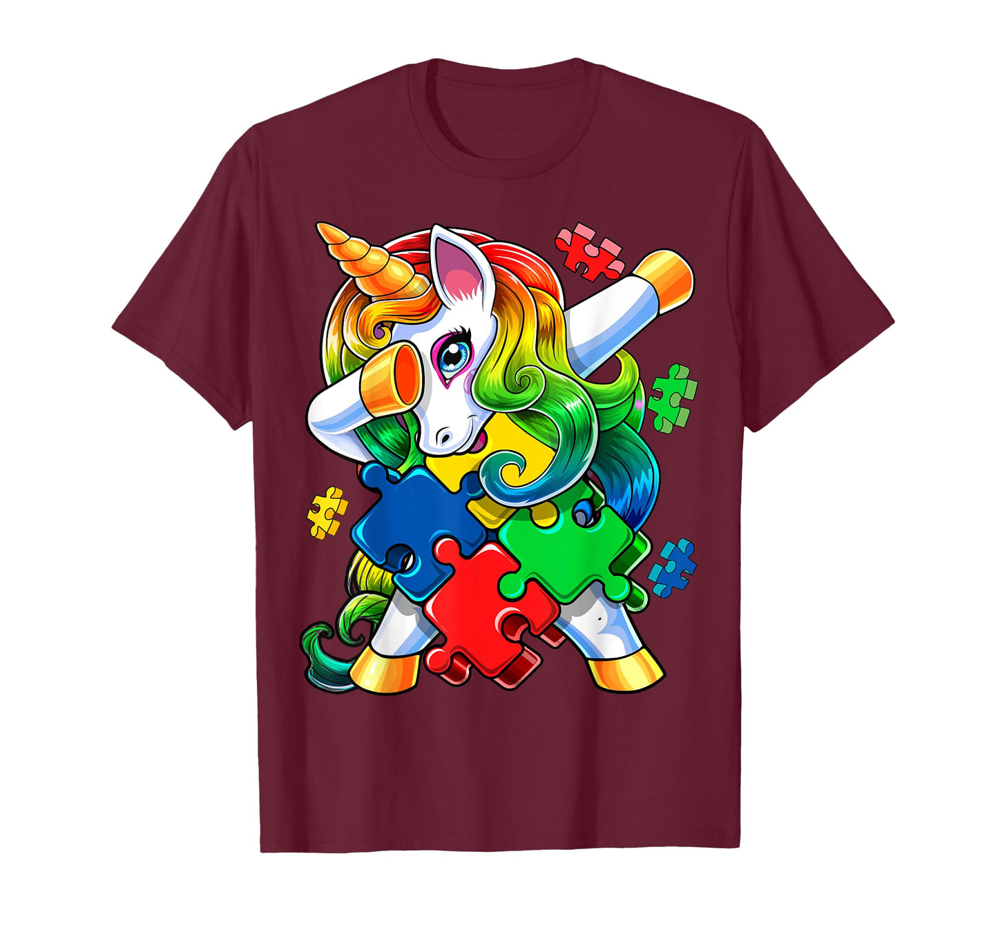 Autism Awareness Dabbing Unicorn Puzzle Piece Gift for Kids T-Shirt