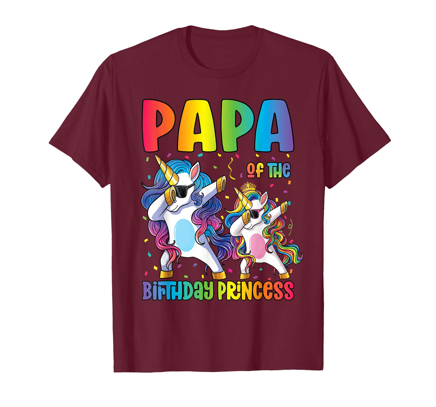 Papa of the Birthday Princess Dabbing Princess Unicorn Dad T-Shirt