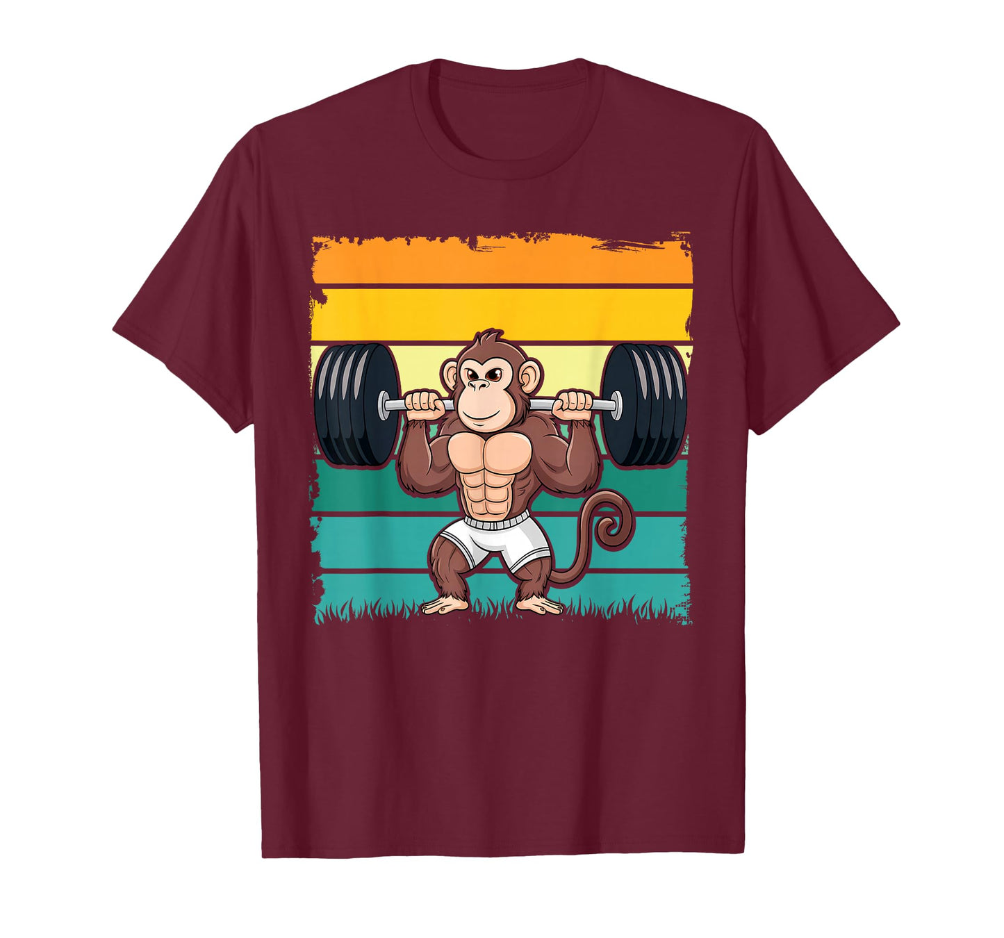 Cute Muscular Monkey Weightlifting Funny Workout T-Shirt