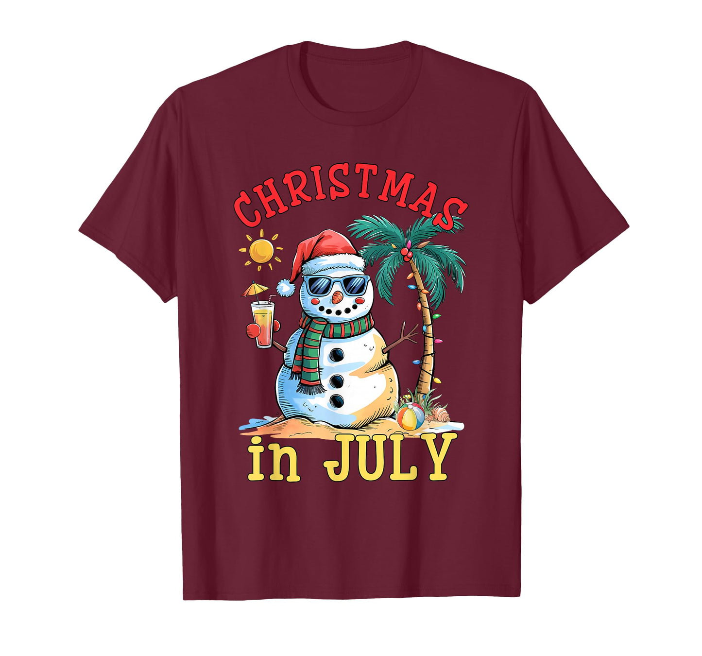 Christmas In July Snowman Summer Beach Vacation Xmas T-Shirt