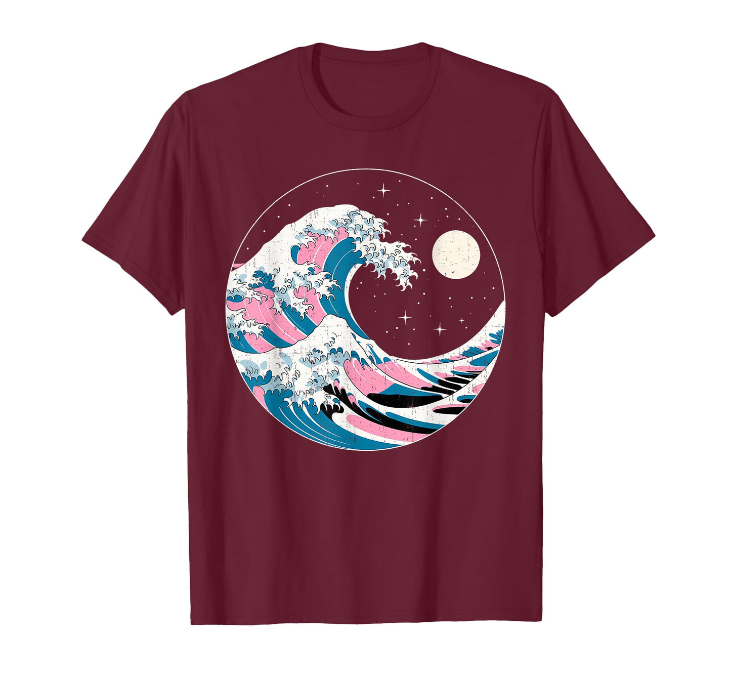 LGBTQ Pride Wave in Japanese Style Under Starry Night Moon T-Shirt
