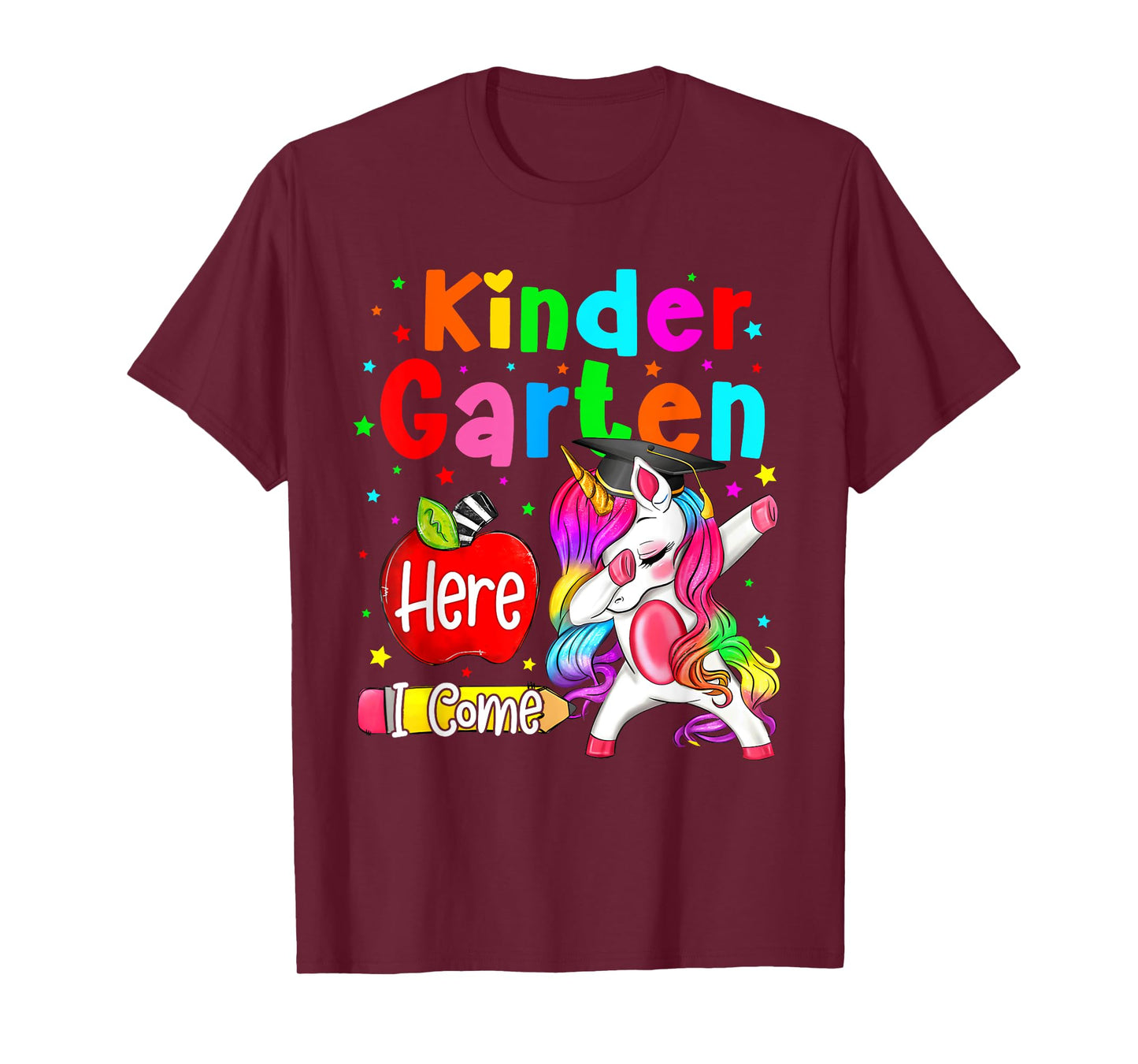 Kindergarten Here I Come Unicorn Girls Kids Back To School T-Shirt