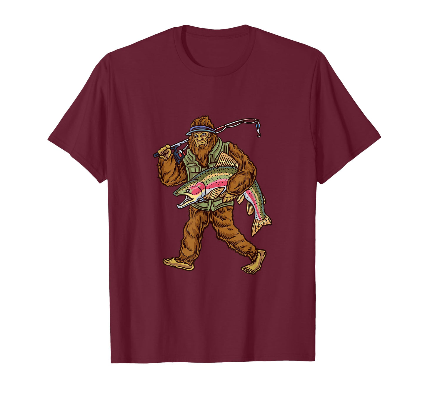 Rainbow Trout River Fishing Bigfoot Hunting Fishermen T-Shirt