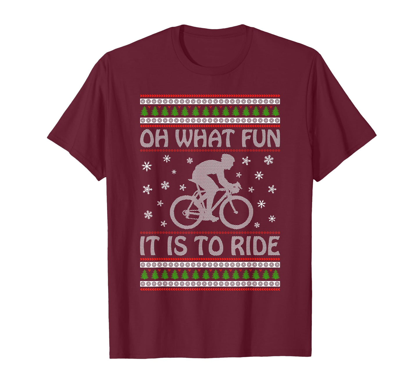 Oh What Fun It Is To Ride a Bicycle Ugly Christmas Sweater T-Shirt