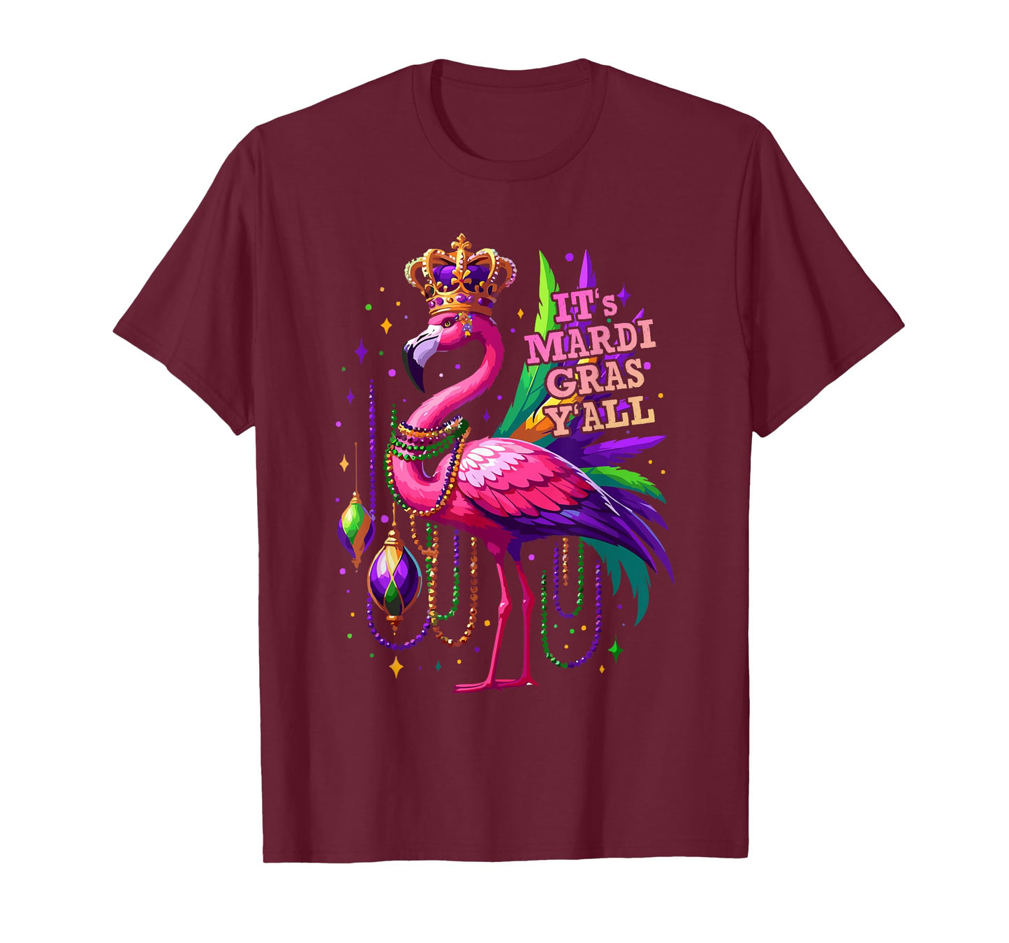 Its Mardi Gras Y'all Flamingo Costume Girls Women Mardi Gras T-Shirt
