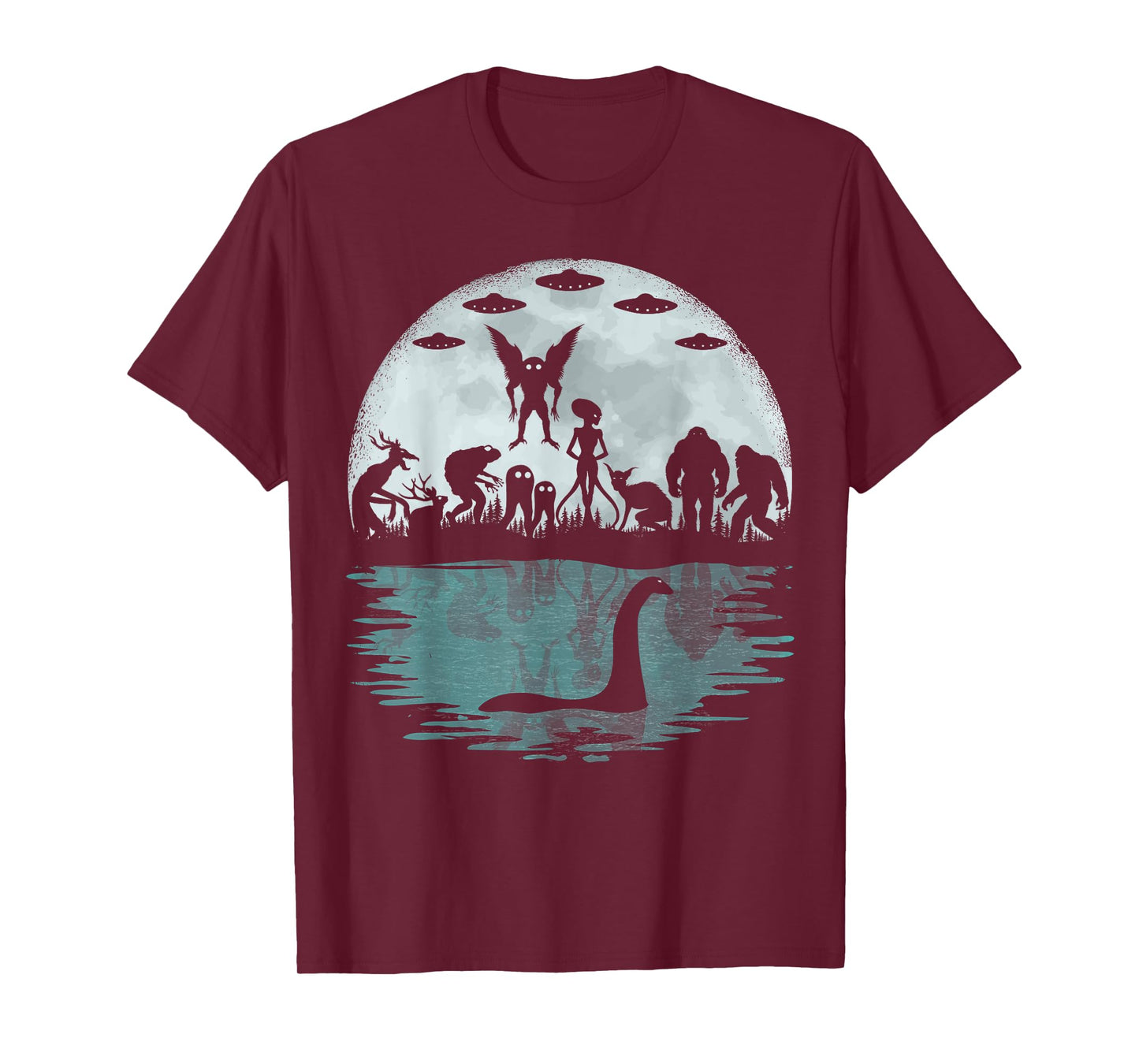 Bigfoot Loch Ness Monster Mothman And Aliens Funny Cryptid T-Shirt