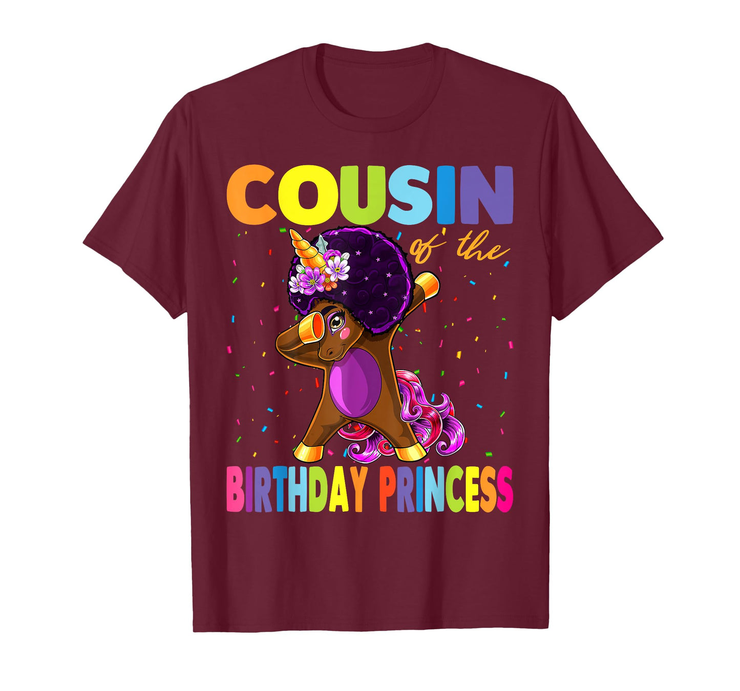 Dabbing Unicorn Afro Cousin of the Birthday Princess T-Shirt