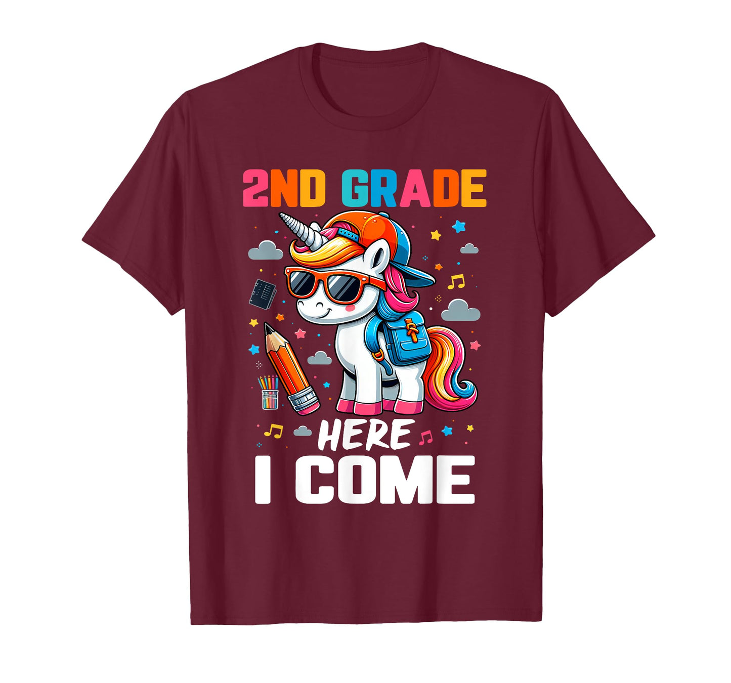 Second Grade Here I Come Unicorn Girls Kids Back To School T-Shirt