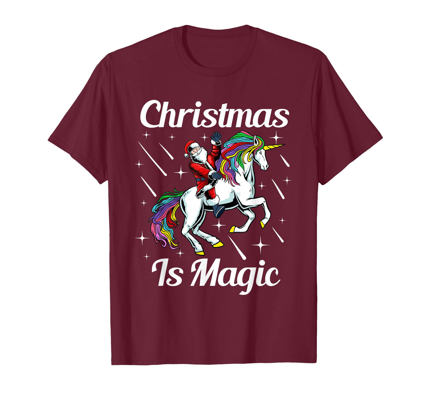 Christmas Is Magic Pajama Cute Santa Riding Unicorn X-Mas T-Shirt