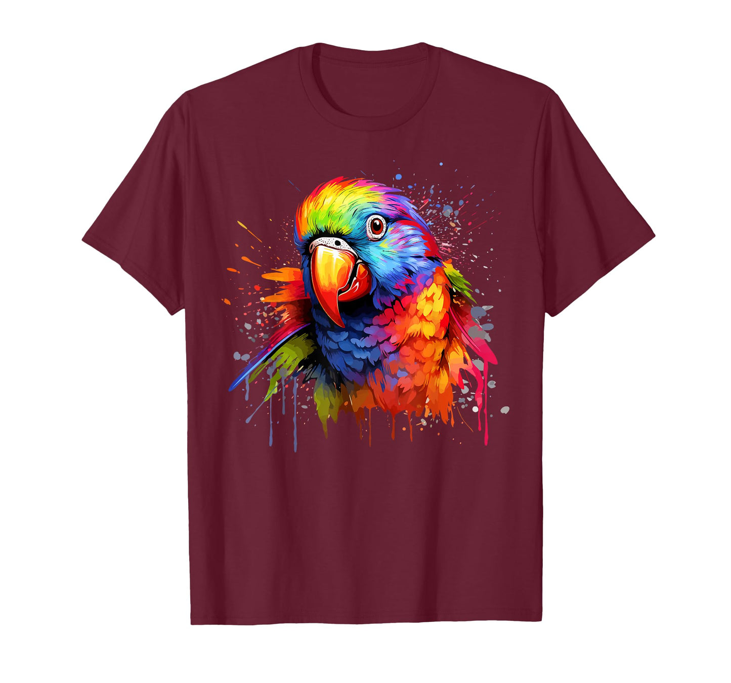 Colorful Splash Art Rainbow Lorikeet Parrot Lover T-Shirt