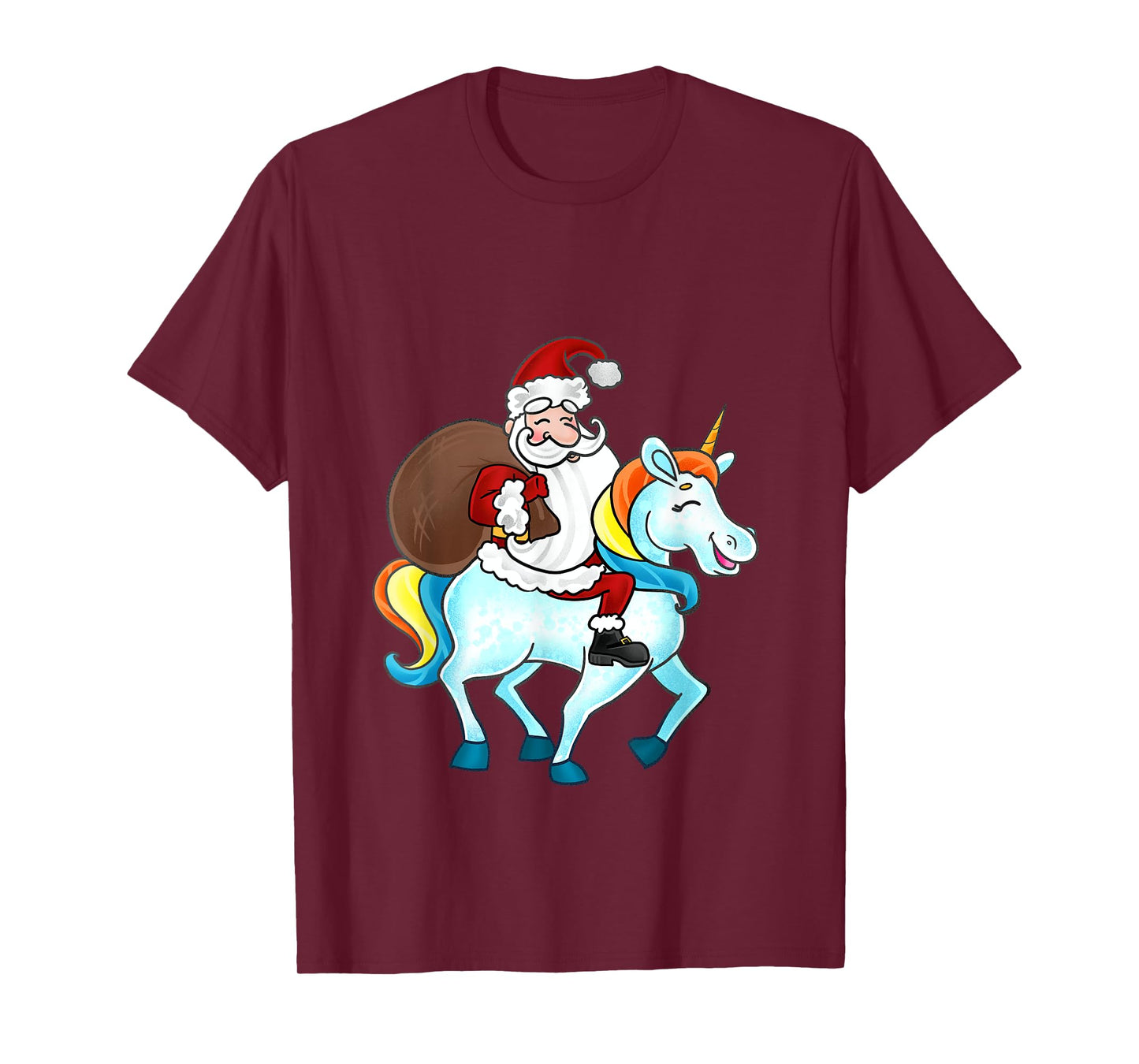 Funny Santa Claus Riding A Unicorn Cute Christmas Lover T-Shirt