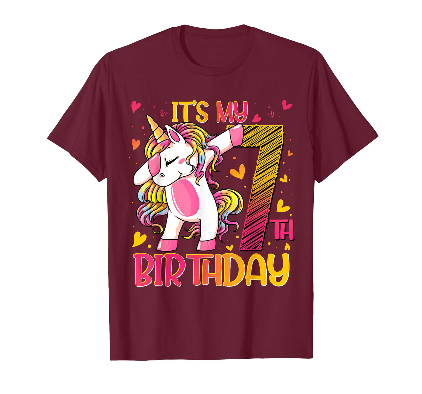 7 Year Old Unicorn Dabbing 7th Birthday Girl Unicorn Party T-Shirt