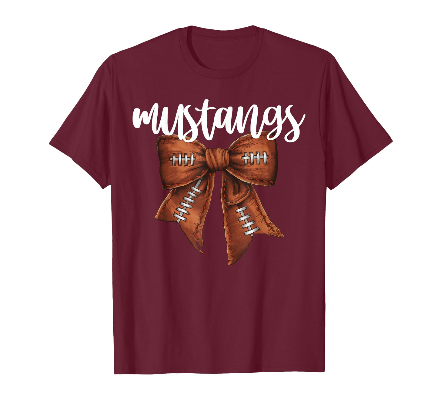 Mustangs Football Bow School Spirit Team Mascot Game Night T-Shirt