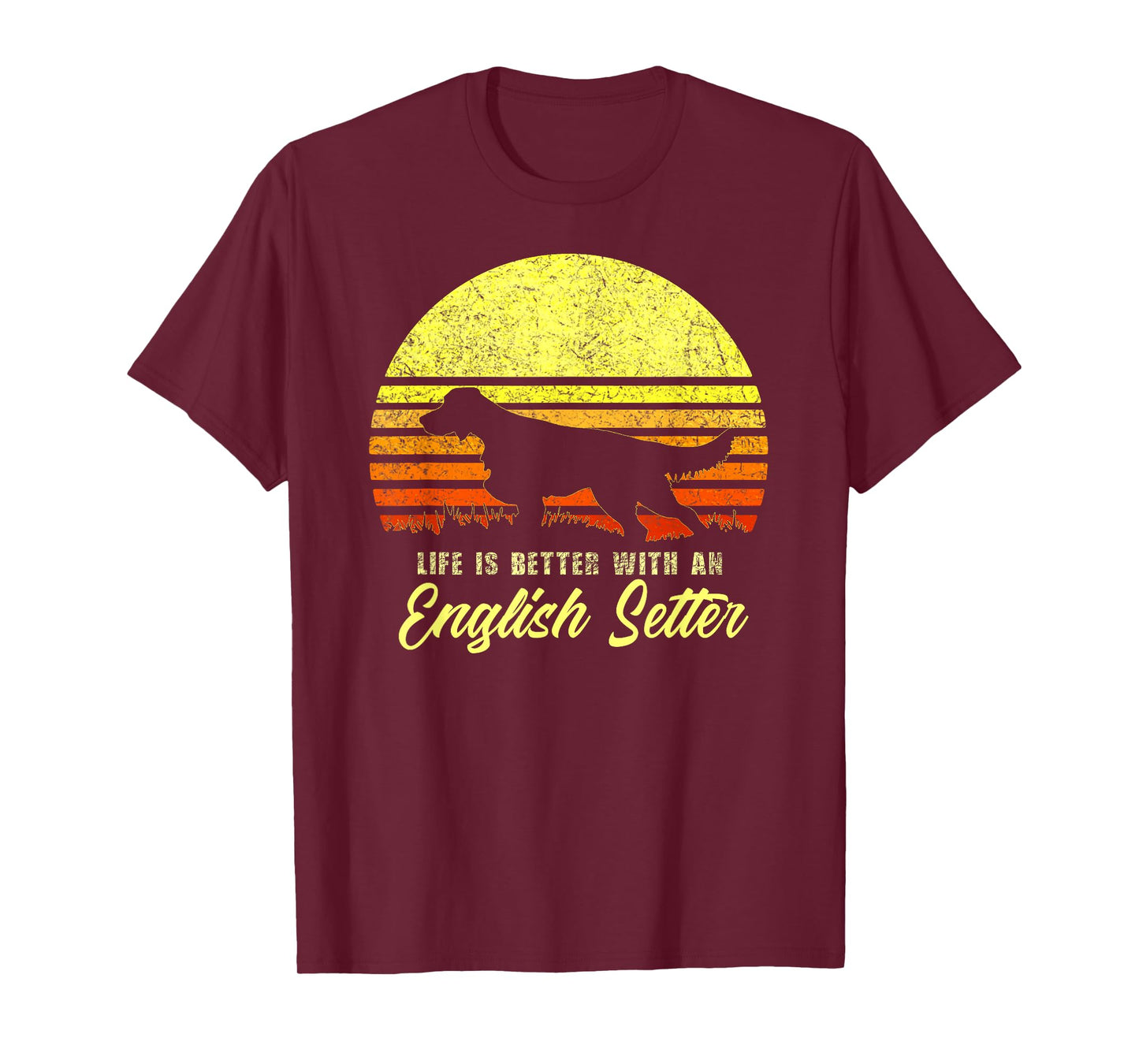 English Setter Hunting Bird Dog Lover Vintage Retro Sun Gift Men Women Kids T-Shirt
