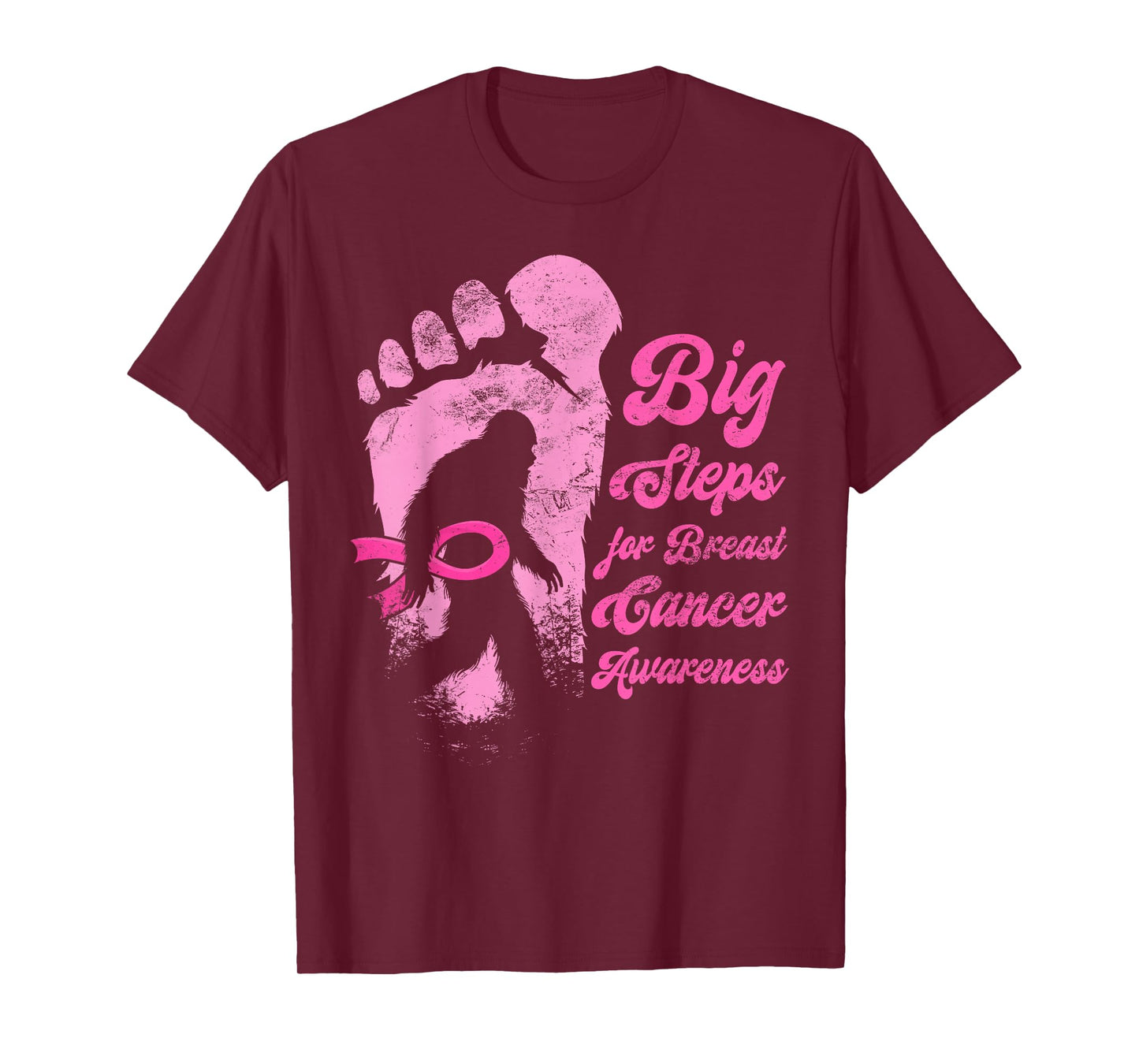 Funny Bigfoot Breast Cancer Awareness Sasquatch Pink Ribbon T-Shirt