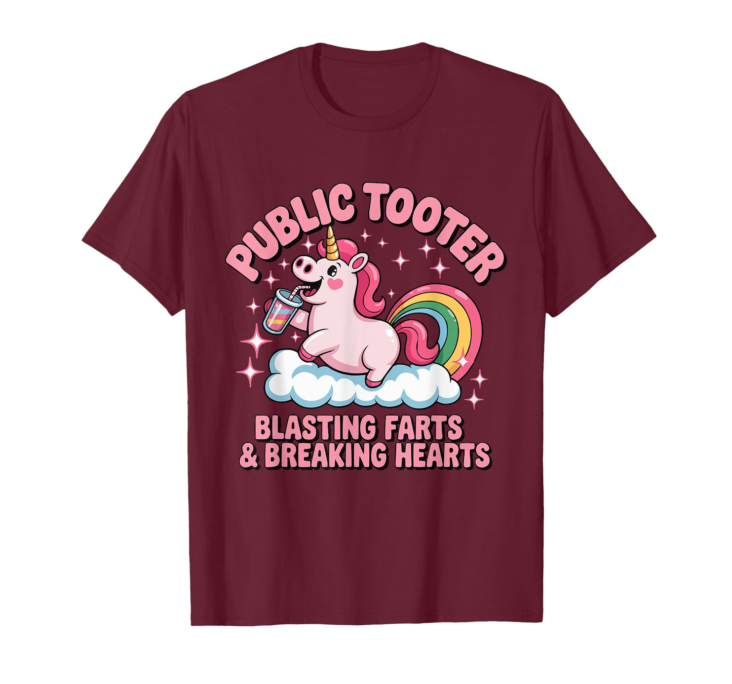 Public Tooter Unicorn Blasting Farts & Breaking Hearts T-Shirt