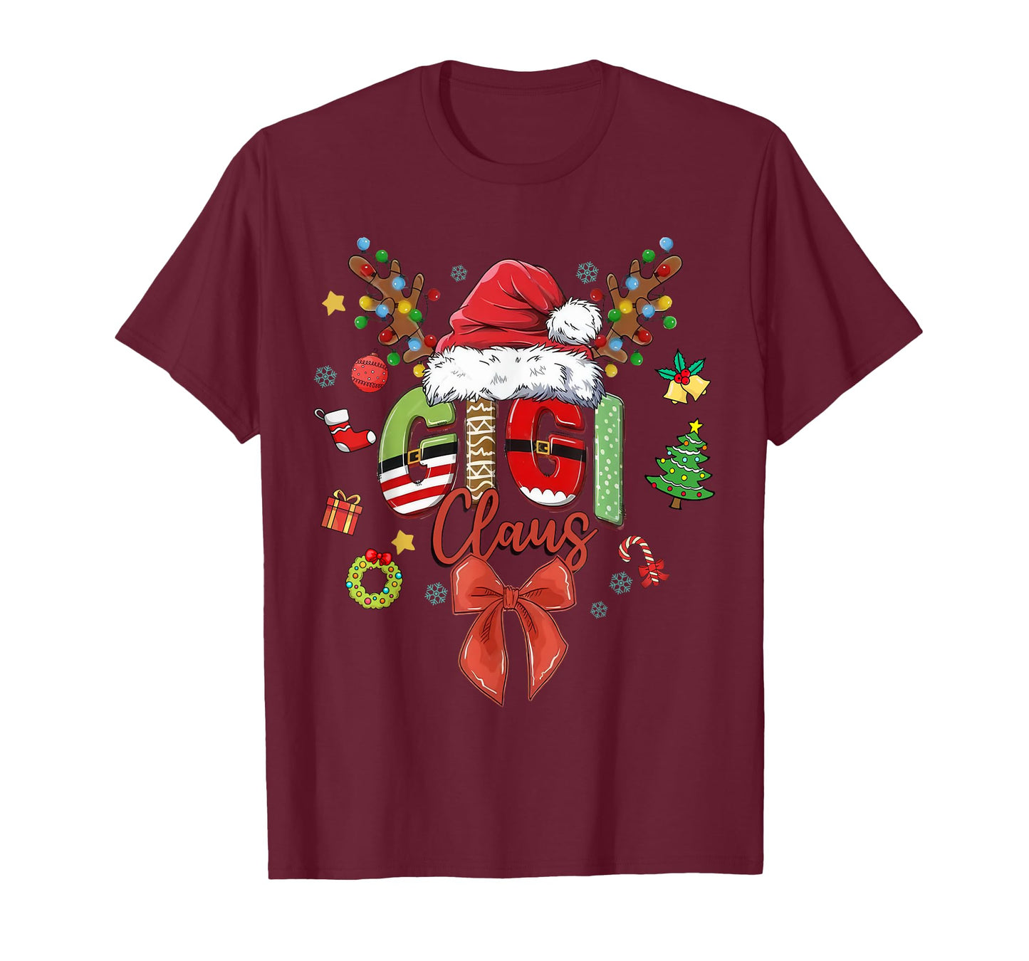 Gigi Claus Coquette Christmas Matching Family Xmas Santa Hat T-Shirt