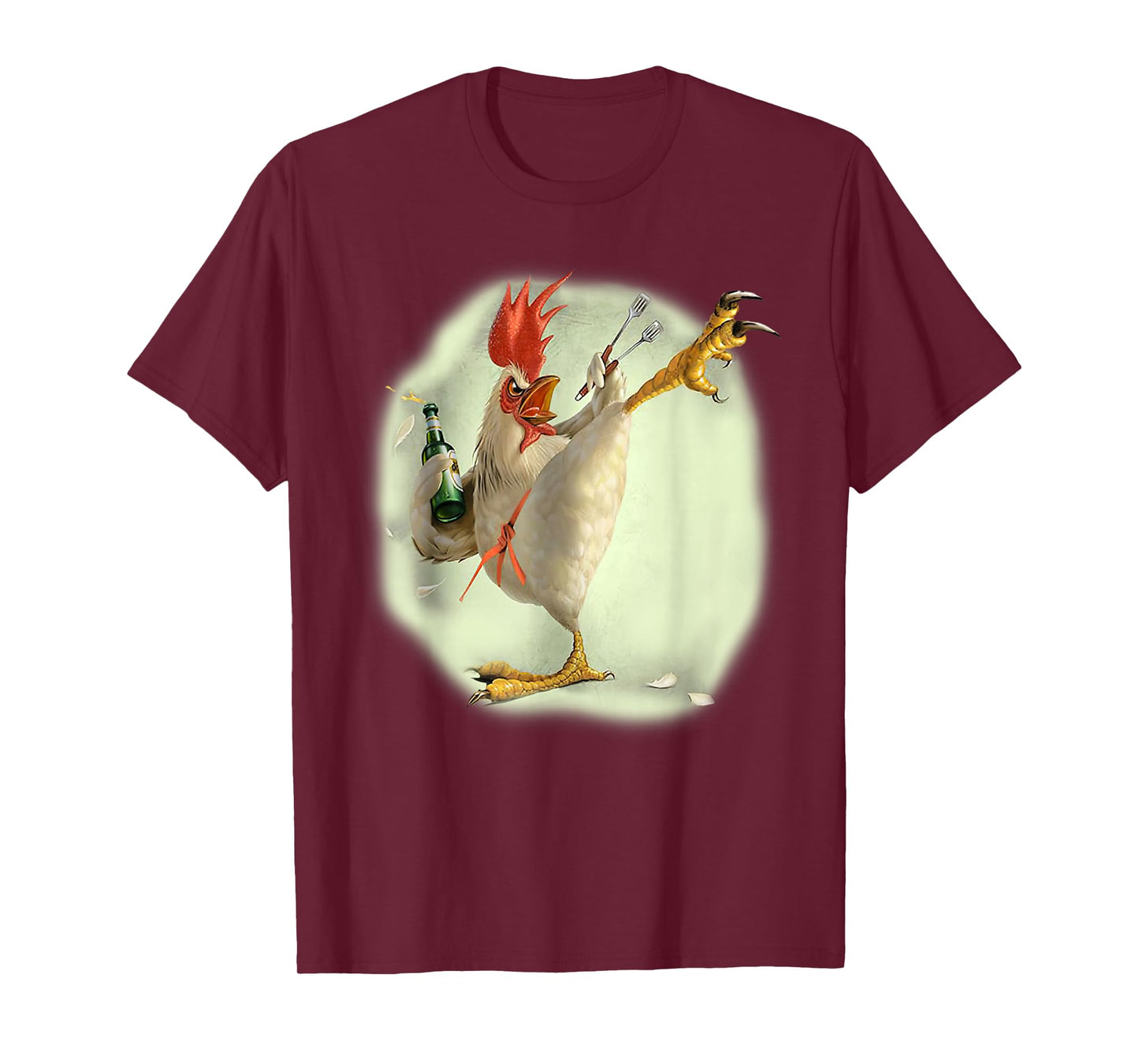 Chicken Beer Karate Kick Cool Chicken Funny Chicken Farmer T-Shirt