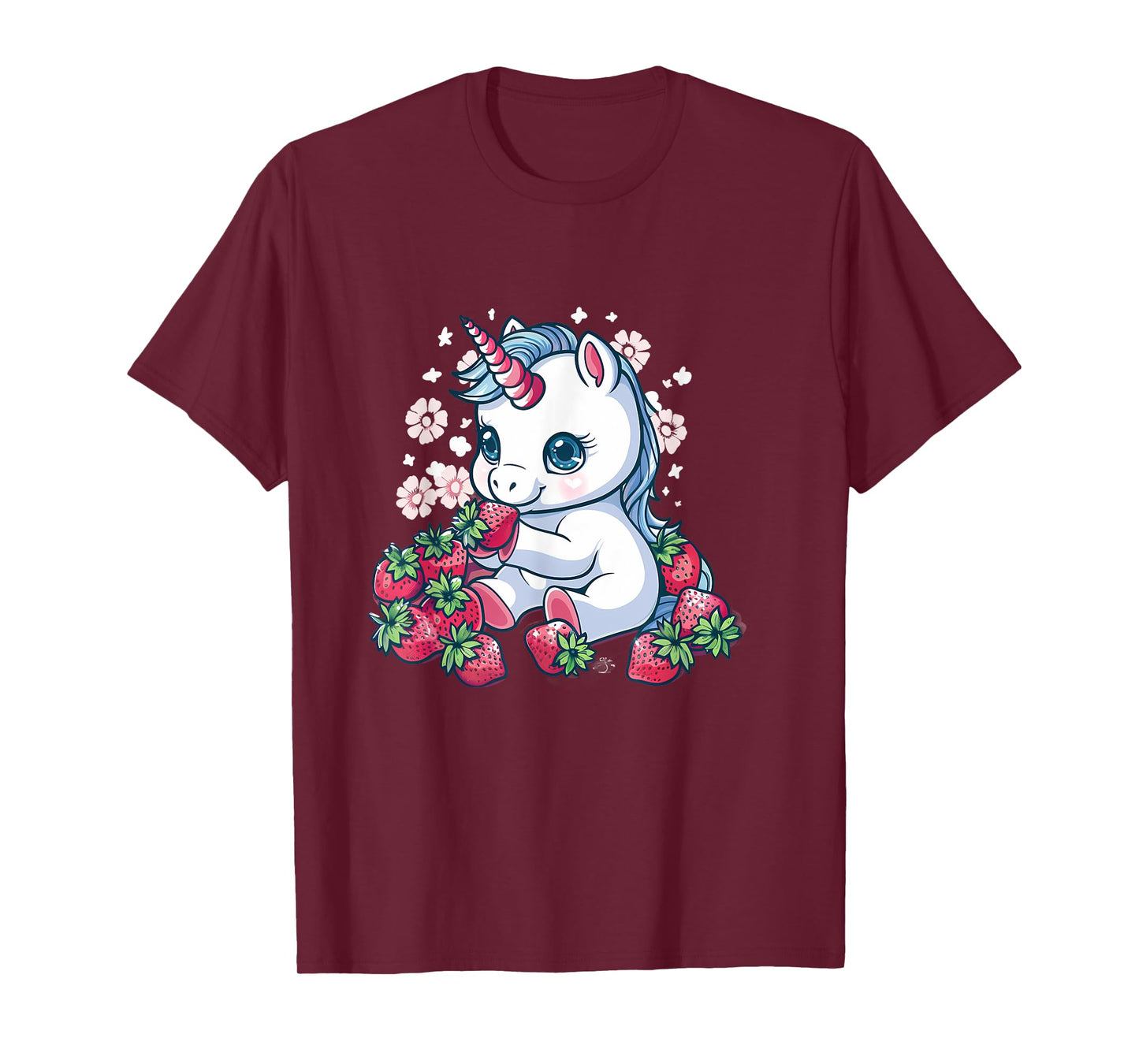 Strawberry Unicorn Cute Floral Strawberries Animal Print T-Shirt