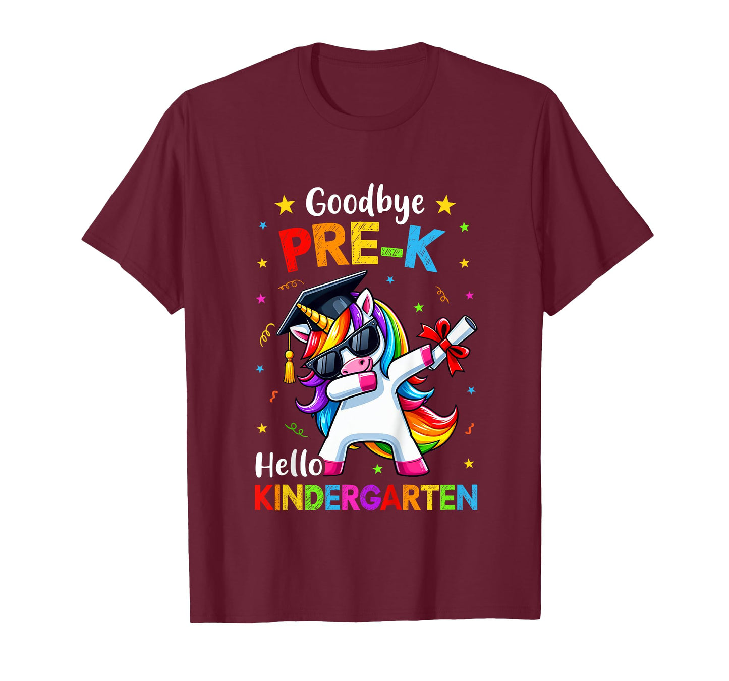 Kids Goodbye Pre-K Hello Kindergarten Graduation Unicorn Girl T-Shirt