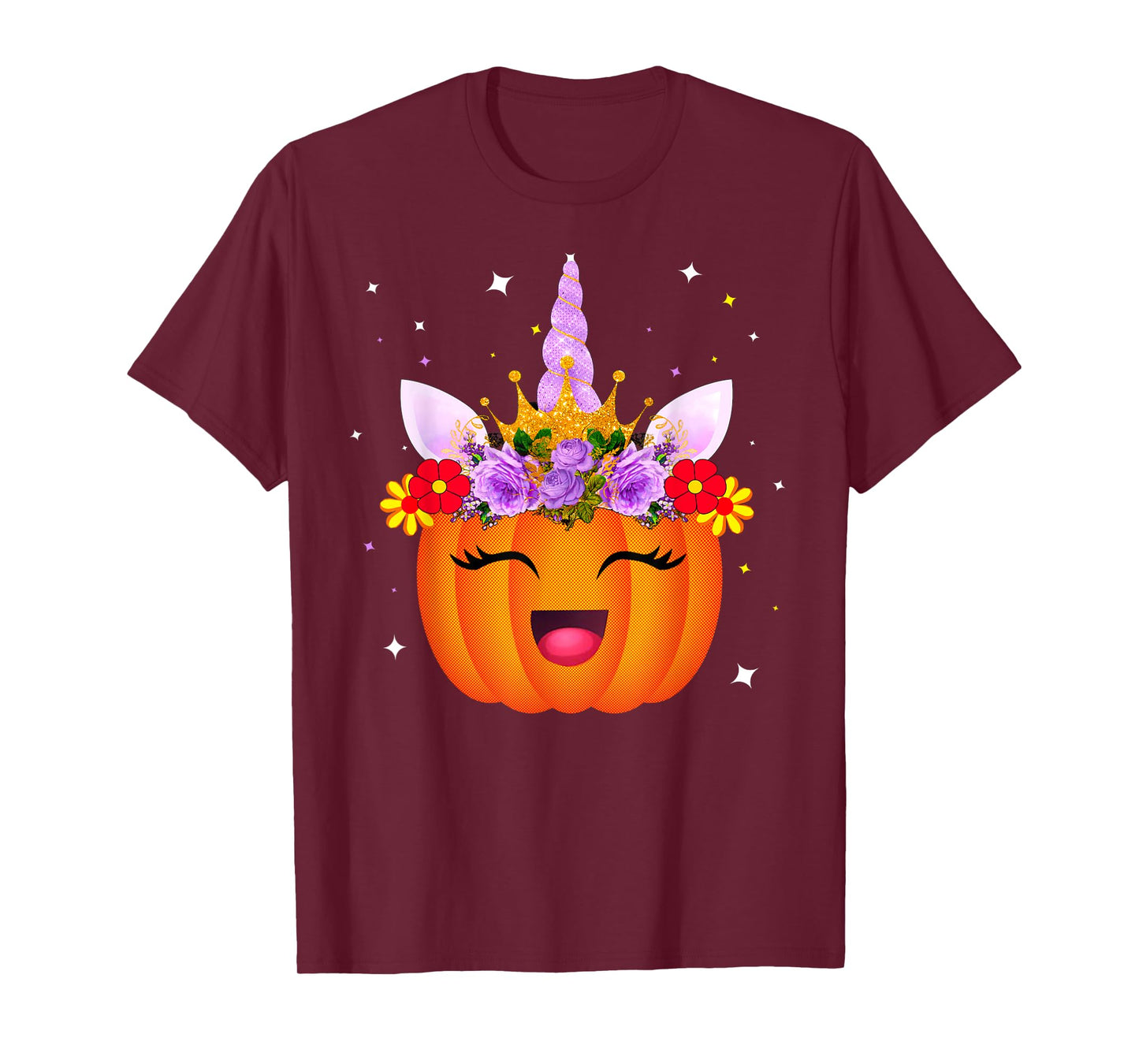 Girl Unicorn Pumpkin Halloween Unicorn Pumpkin Princess T-Shirt