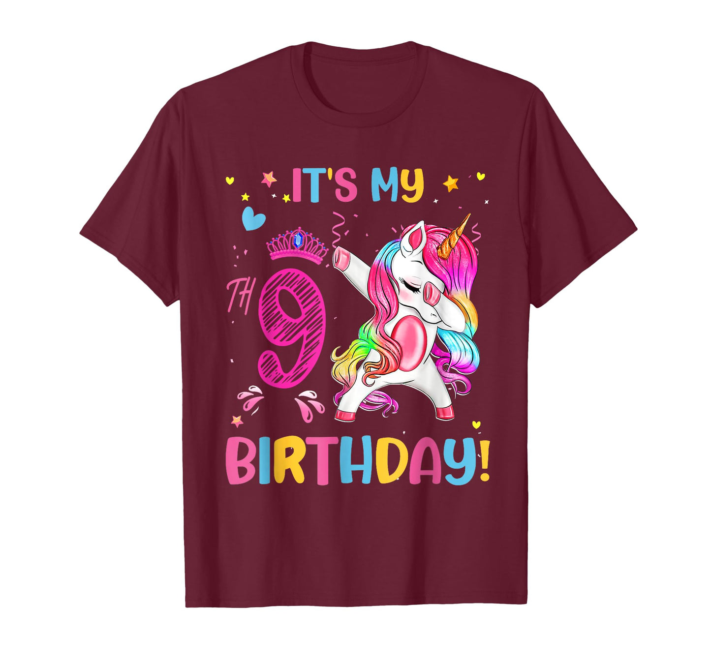 It's My 9th Birthday Unicorn Girls Funny 9 Year Old Birthday T-Shirt