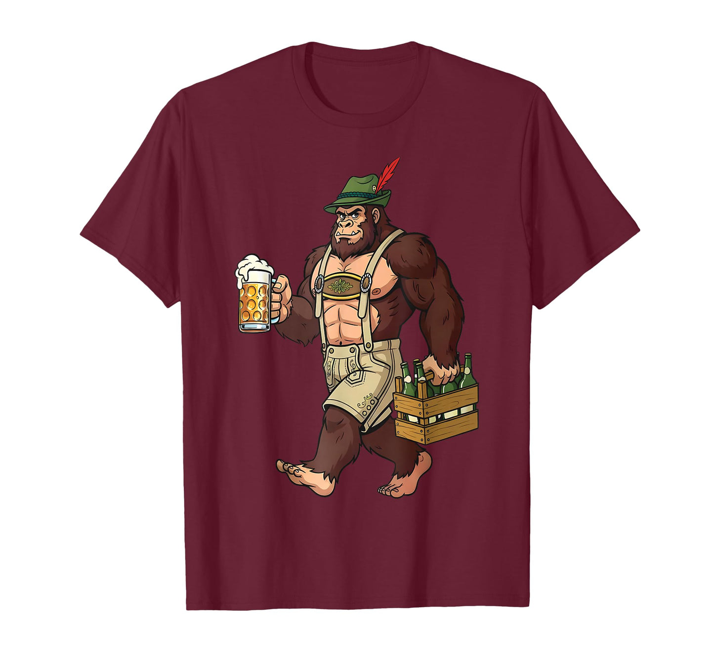German Bigfoot Sasquatch Beer Lederhose Funny Oktoberfest T-Shirt