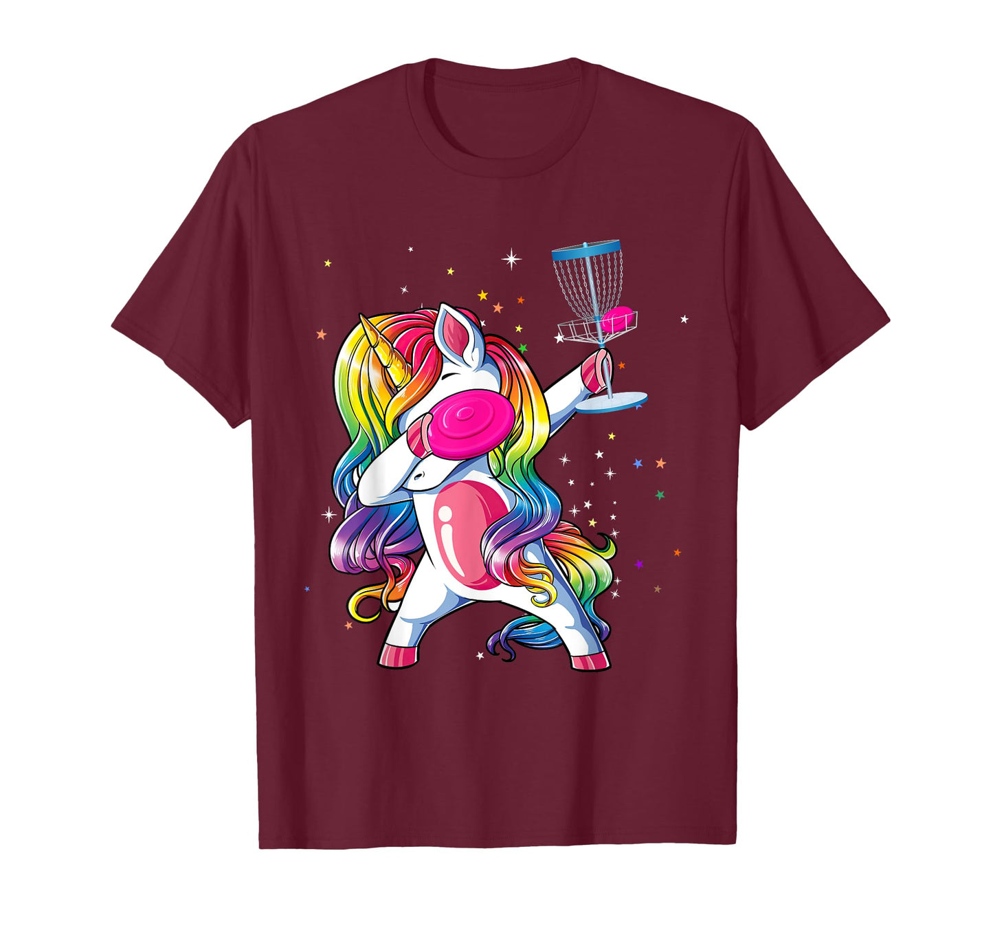 Dabbing Unicorn Playing Disc Golf Player Lover Matching Kids T-Shirt