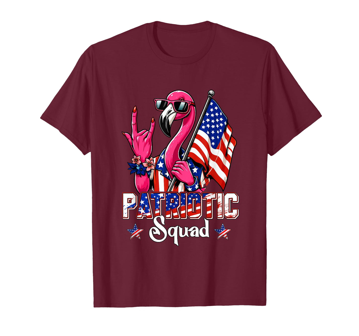 Patriotic Squad Flamingo Sunglasses Rock 4th Of July US Flag T-Shirt