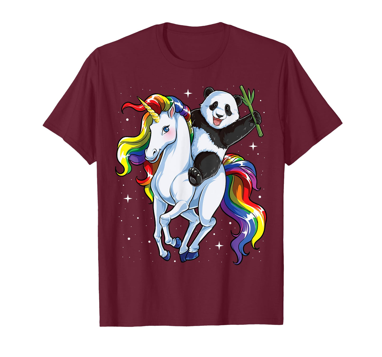 Panda Riding Unicorn Pandicorn Girls Kids Women Rainbow Gift T-Shirt