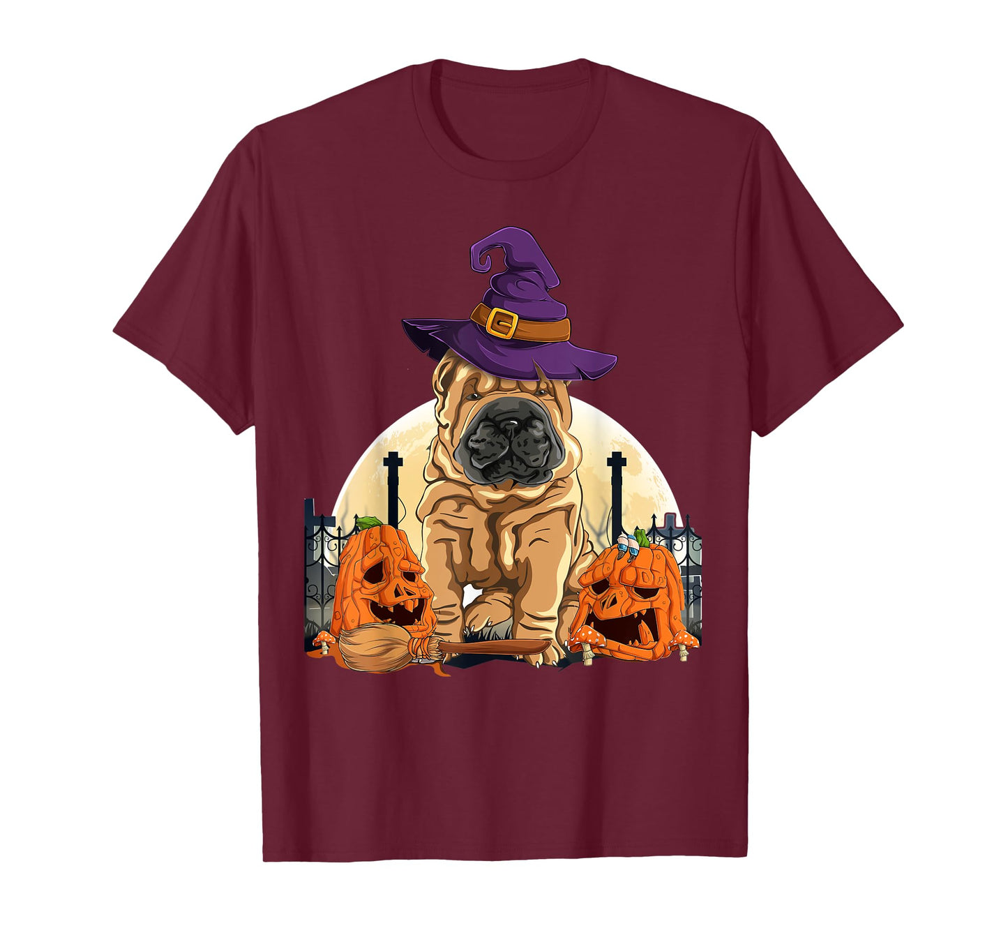 Shar-Pei Halloween Pumpkin & Moon For Dog Lover Shar Pei T-Shirt